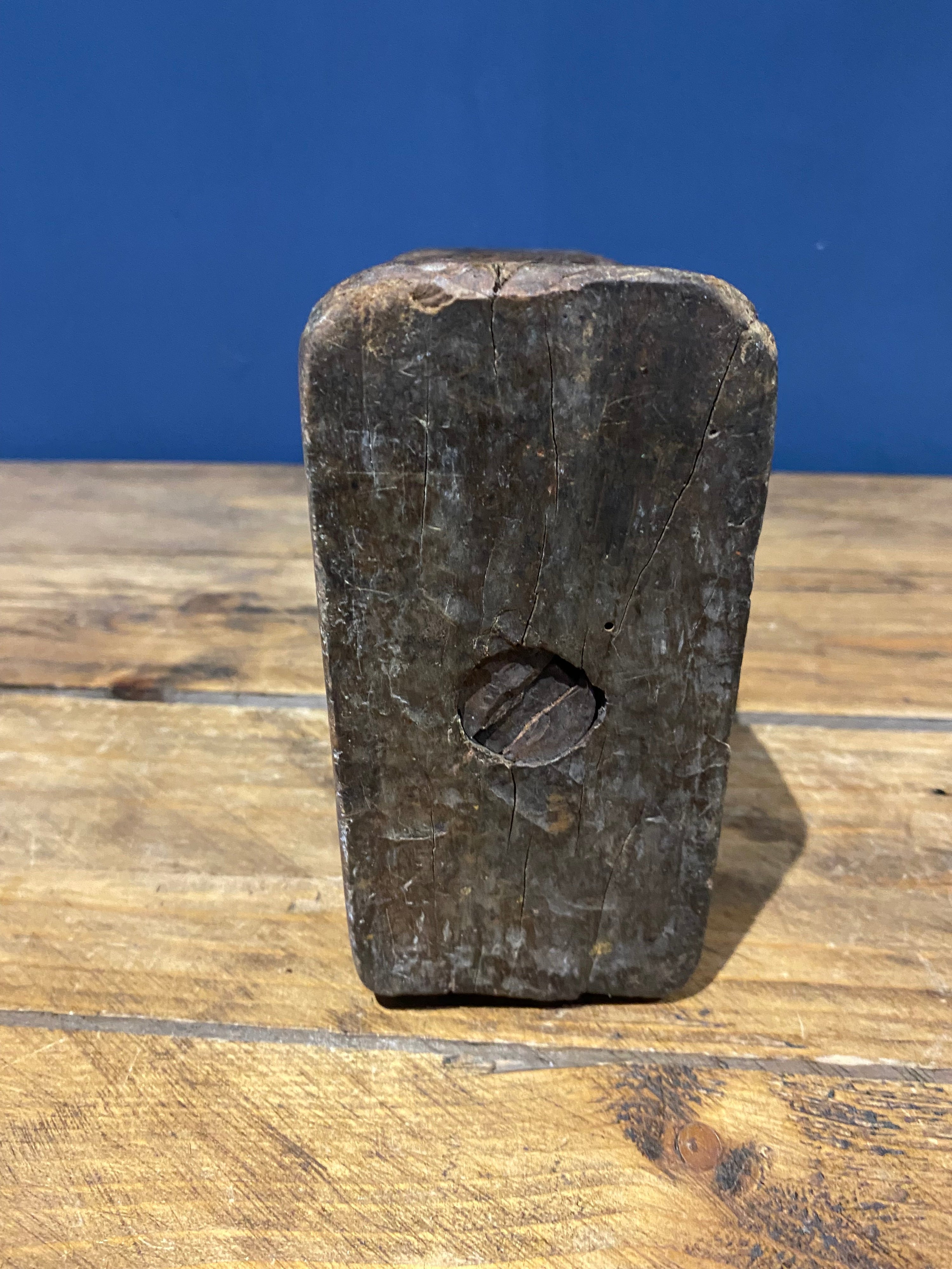 Large decorative well worn wooden mallet