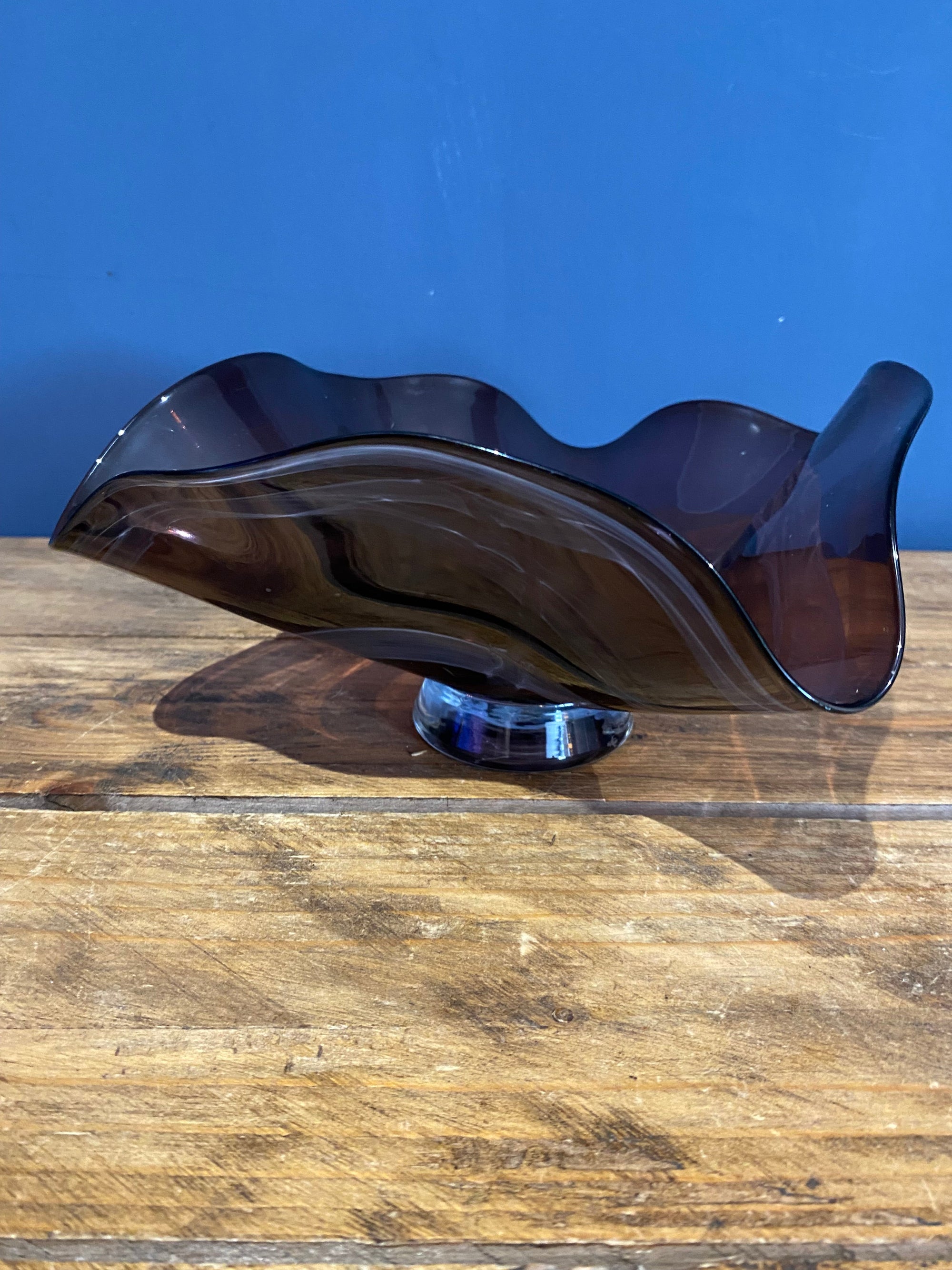 World of glass , St Helens. Purple swirl glass bowl