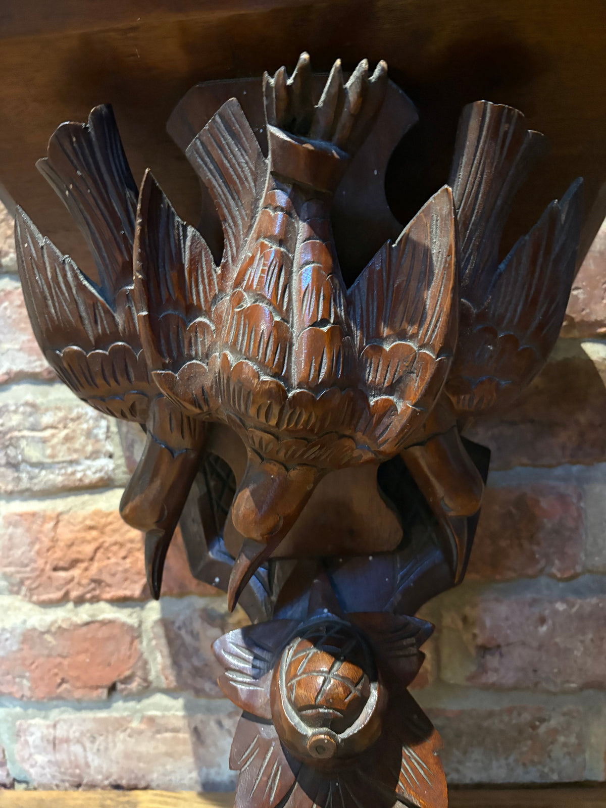Antique Carved Wood Shelf , Clock Shelf , Austrian . Black forest?