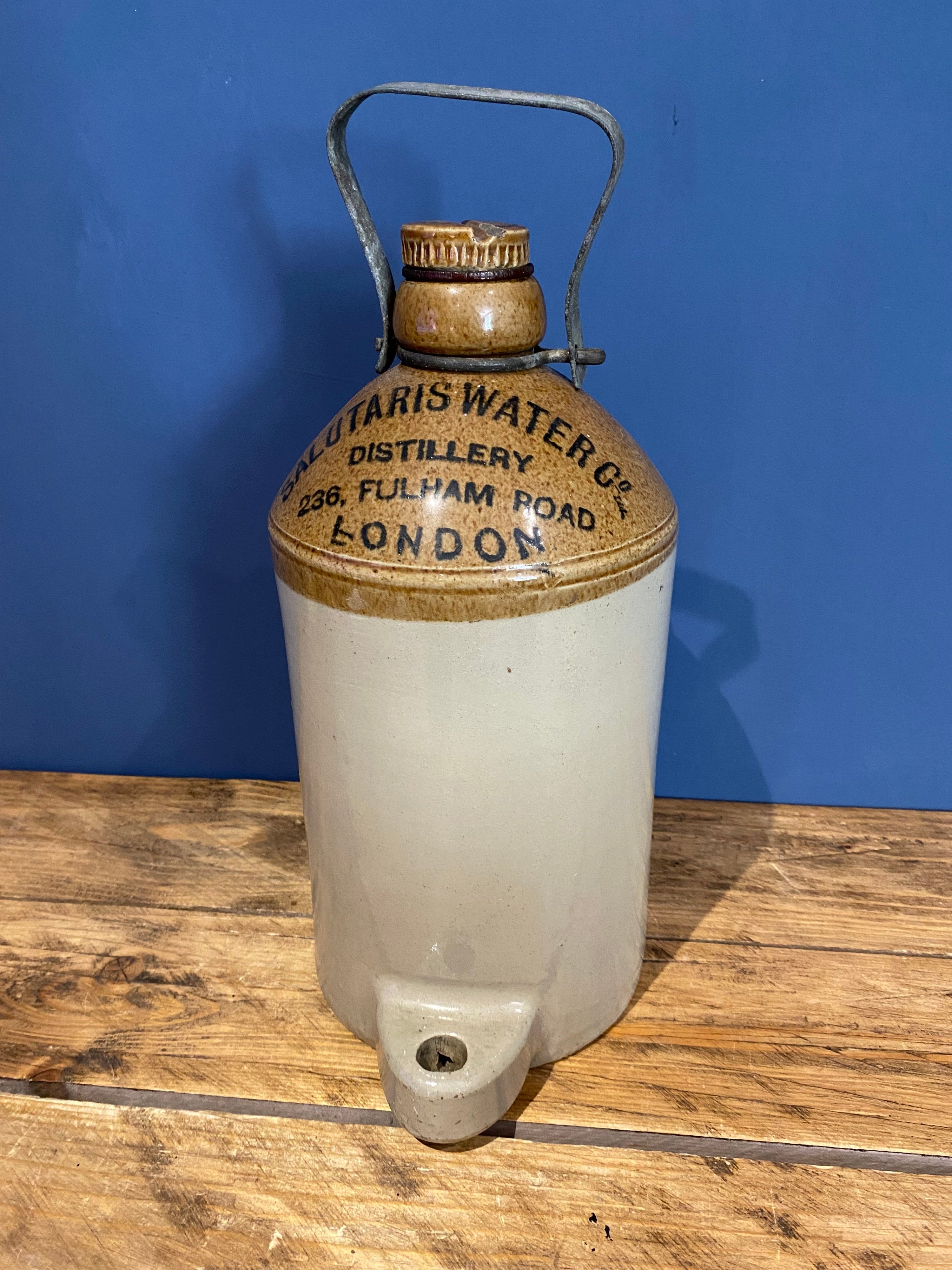 Vintage Salutaris Water Co , Stoneware Bottle / Flagon / Pot