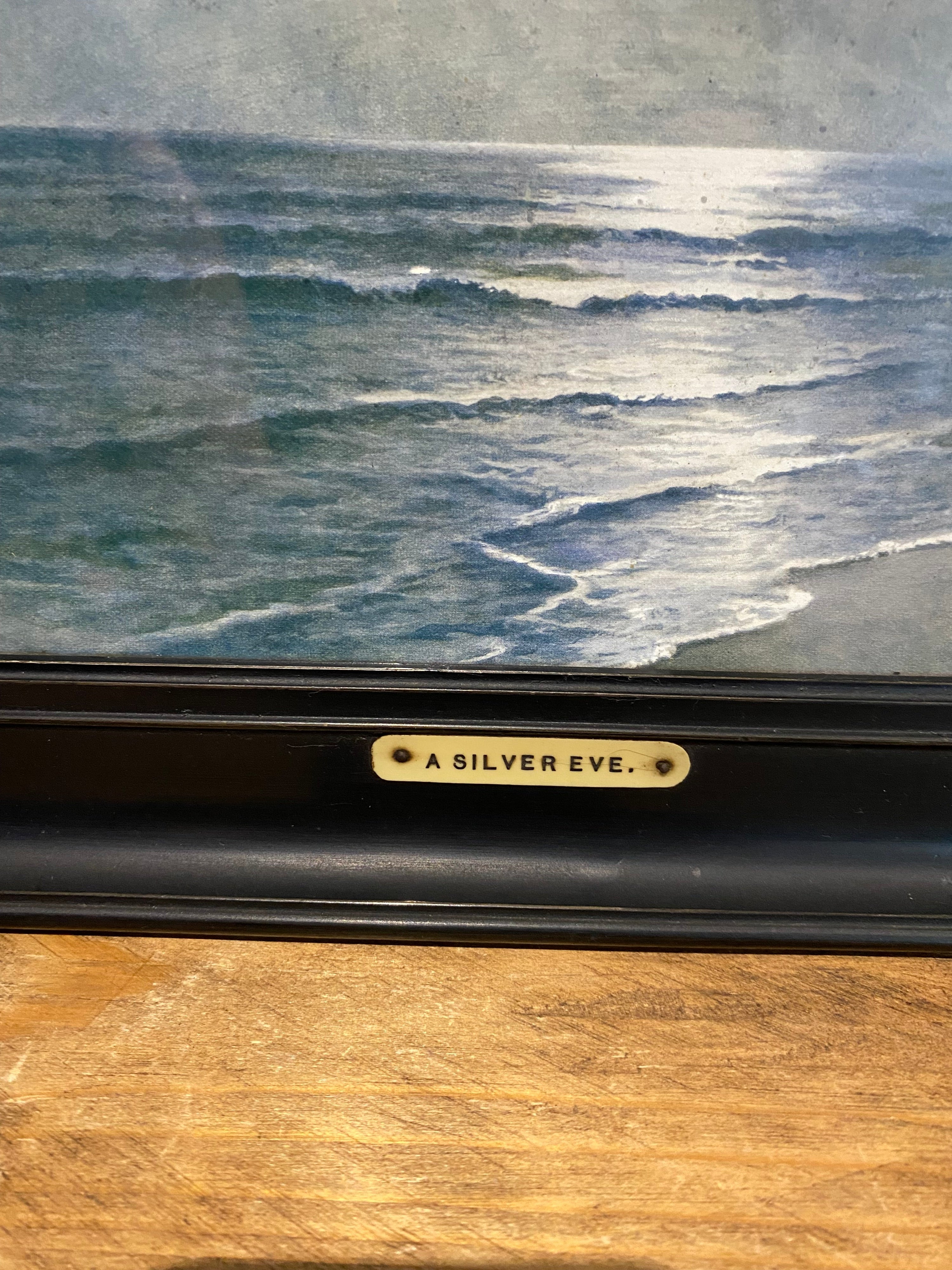 Antique/ Vintage, Shoreline Print , Old Frame . Titled Silver Eve , Signed J.W.G
