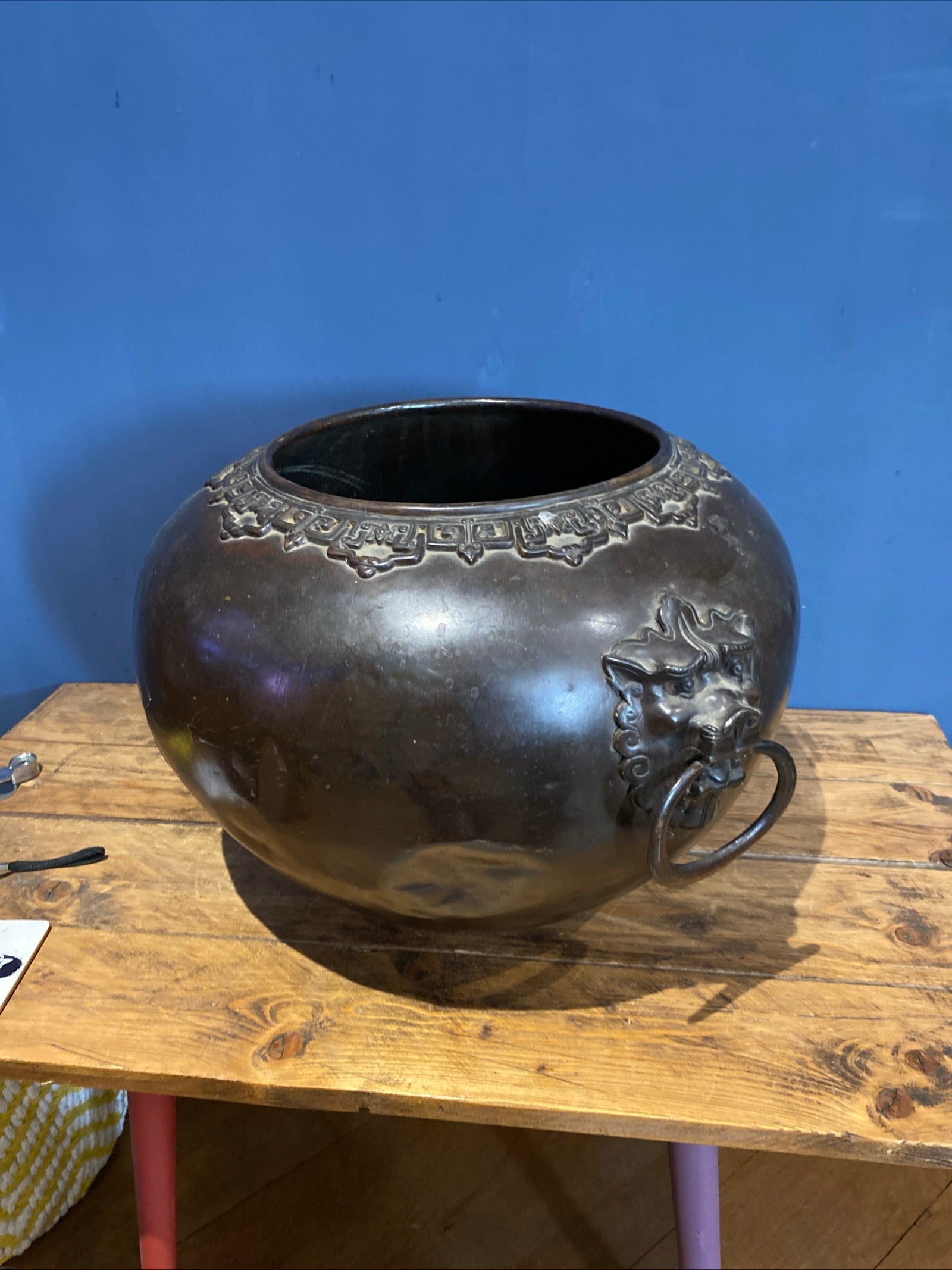 Large Antique Bronze Chinese Jardiniere Planter, Please See Photos.