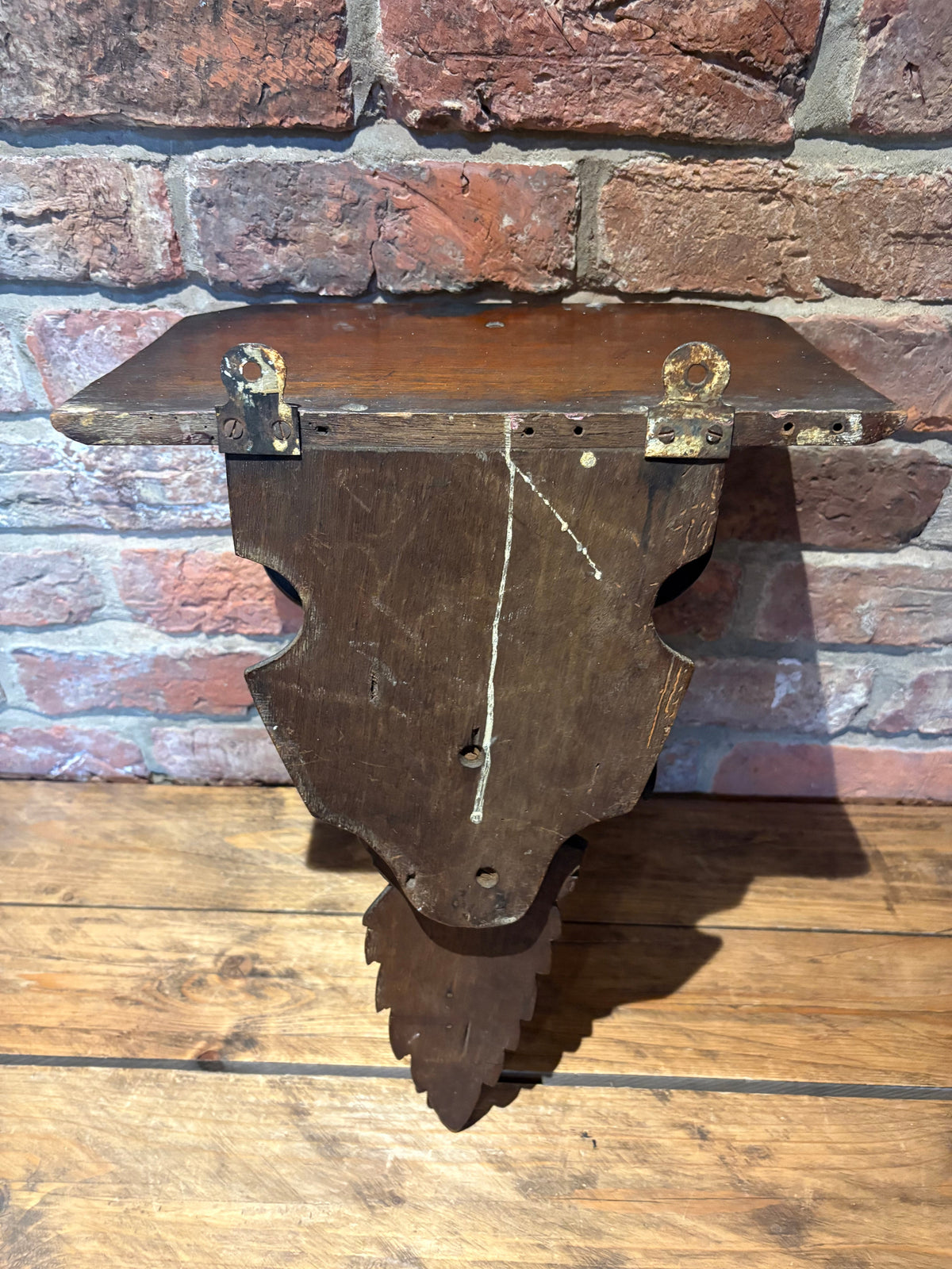 Antique Carved Wood Shelf , Clock Shelf , Austrian . Black forest?