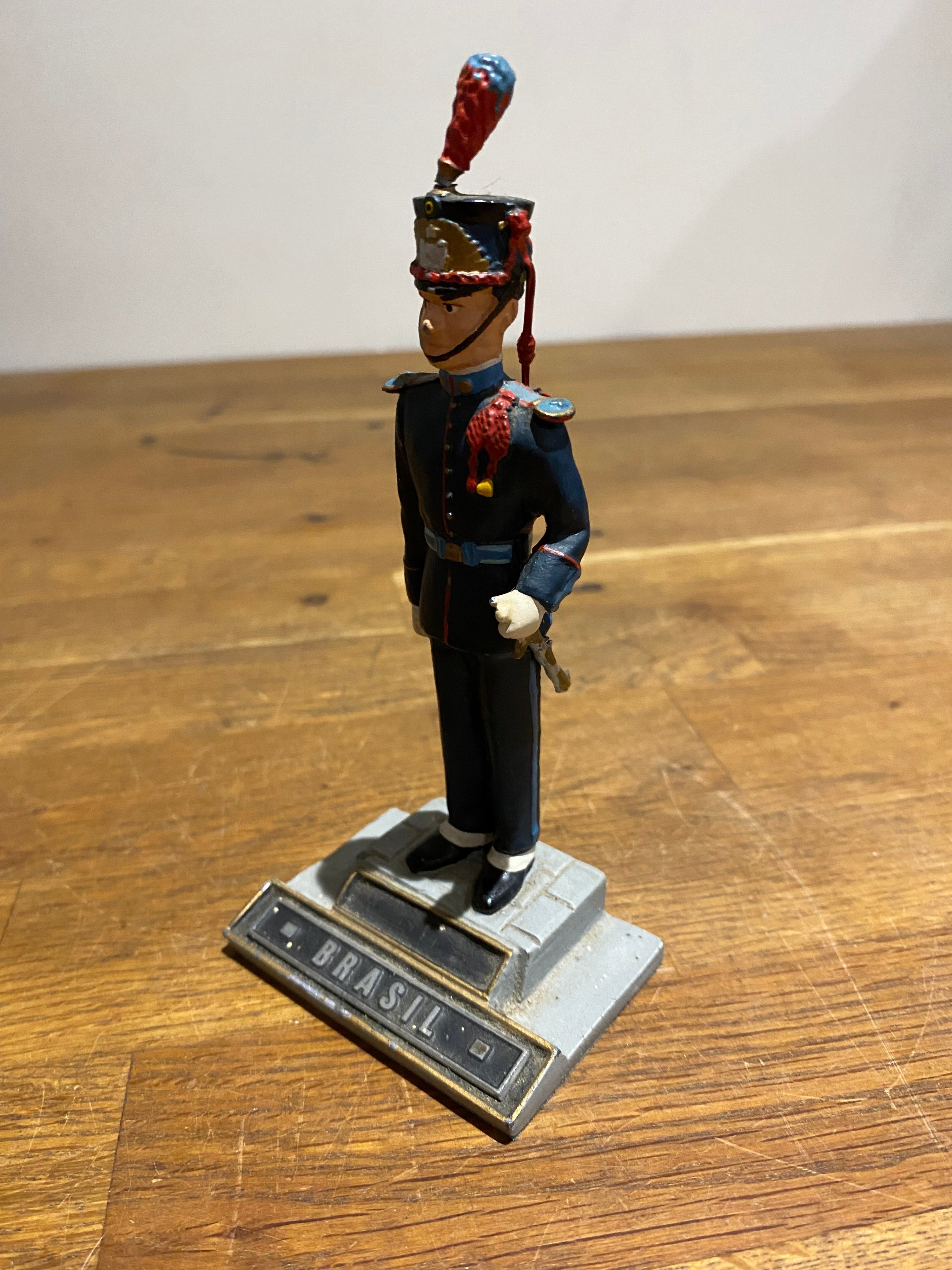 Vintage Cold Painted Metal Figure , Brasil Soldier