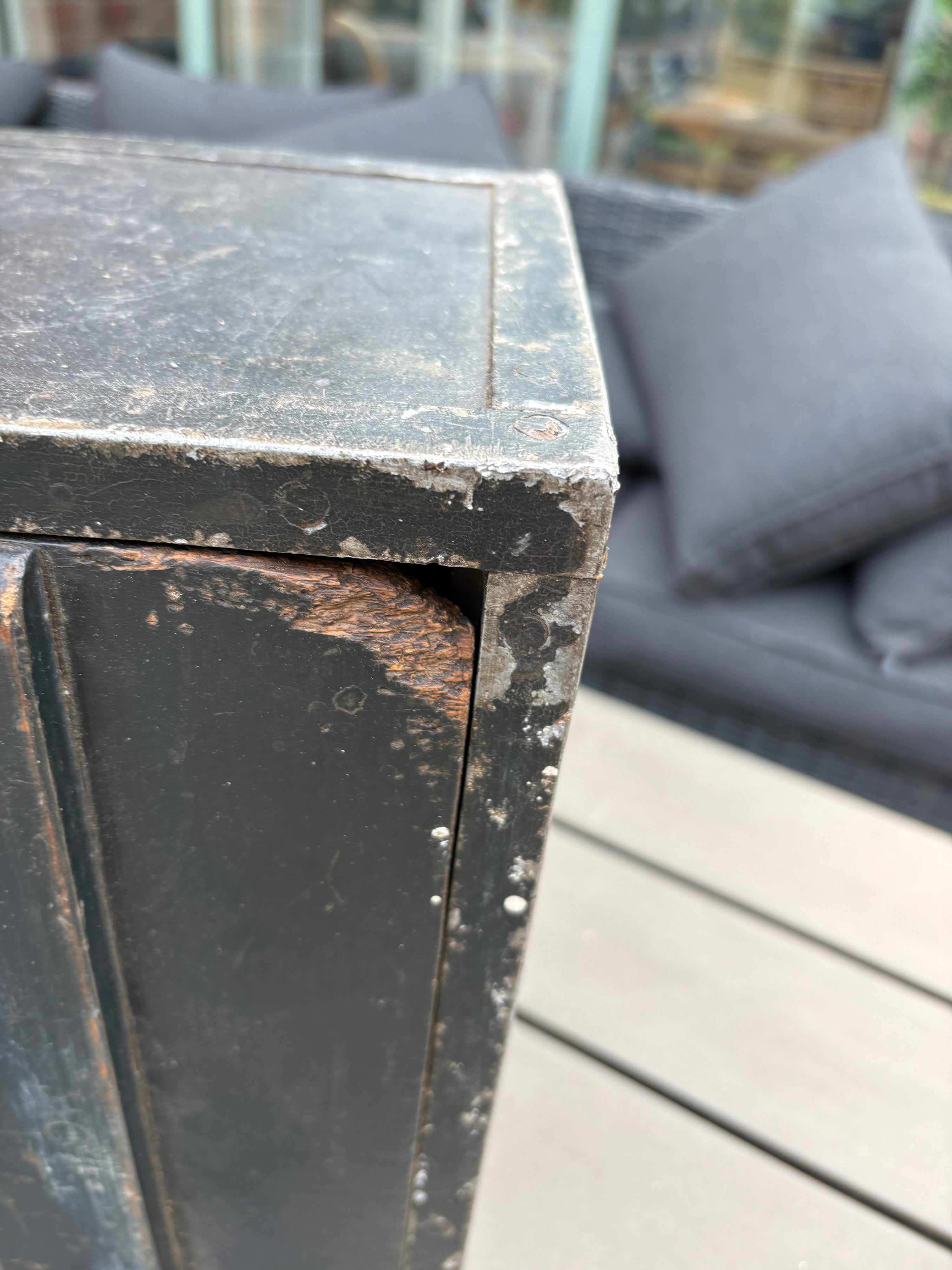 Vintage Wooden Toolbox/ Tool Chest. Metal Edges