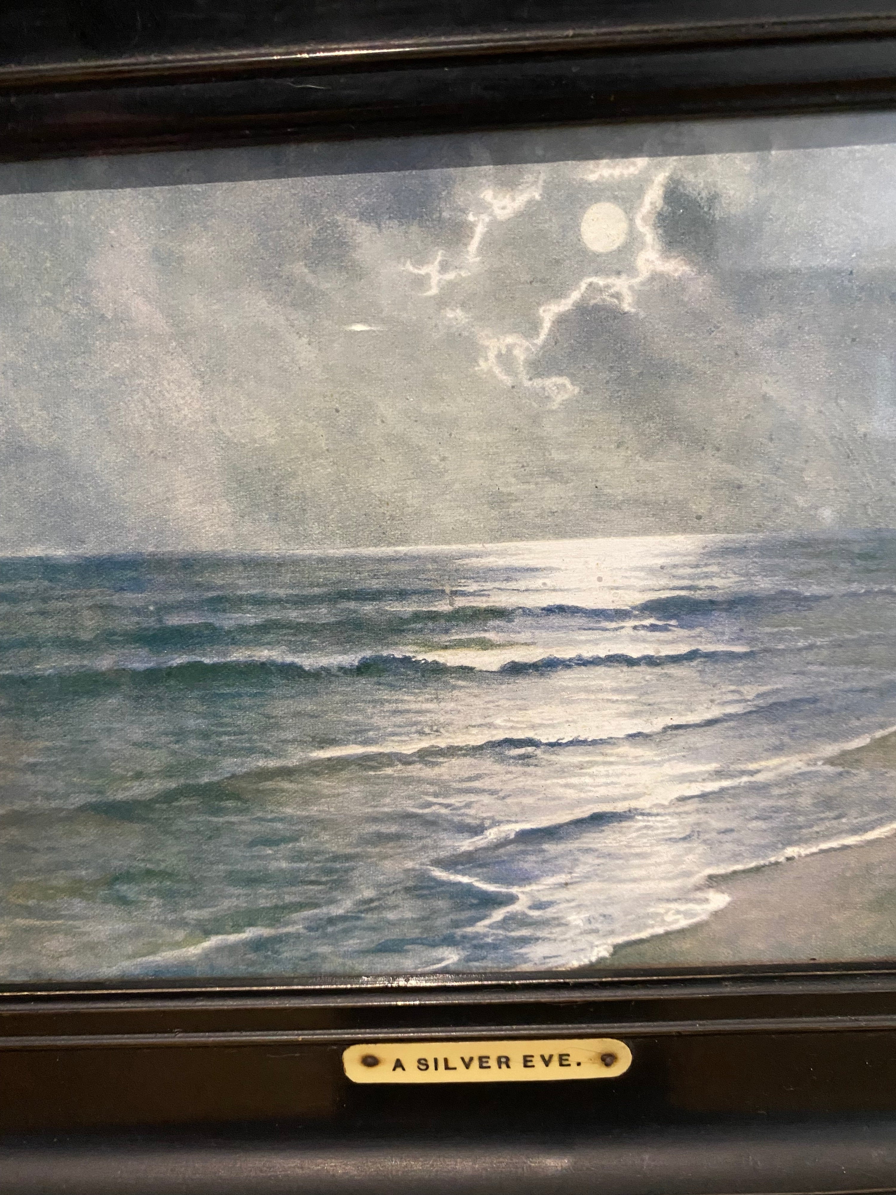 Antique/ Vintage, Shoreline Print , Old Frame . Titled Silver Eve , Signed J.W.G