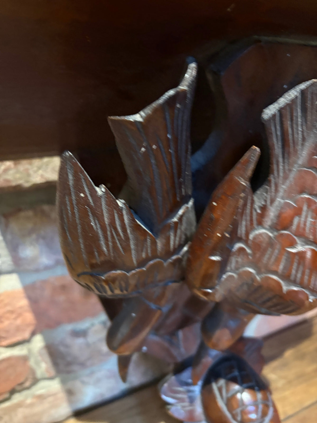 Antique Carved Wood Shelf , Clock Shelf , Austrian . Black forest?