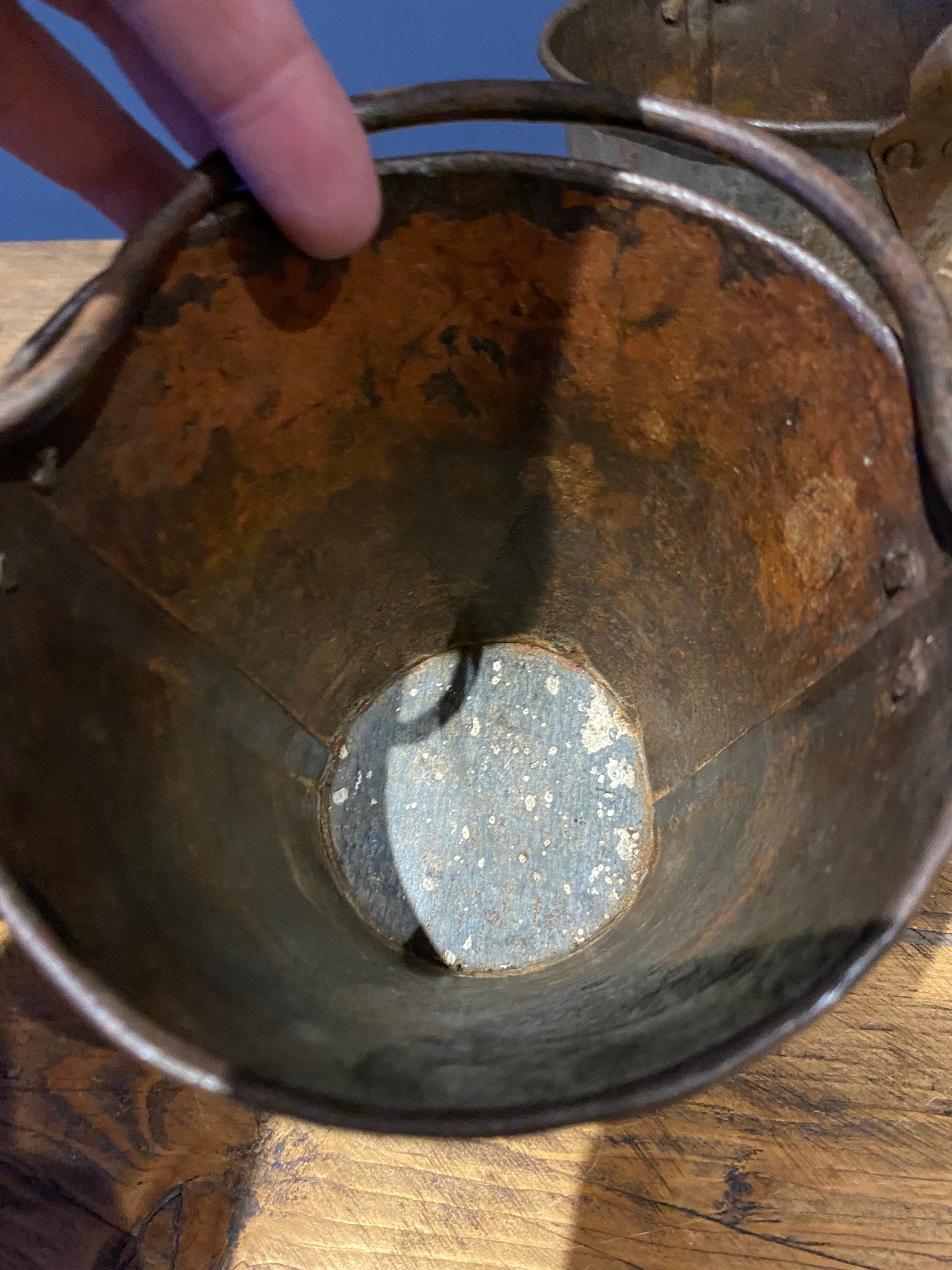 Vintage Small Galvanised/ Steel Buckets / Flower Buckets , Plenty Of Patina X3