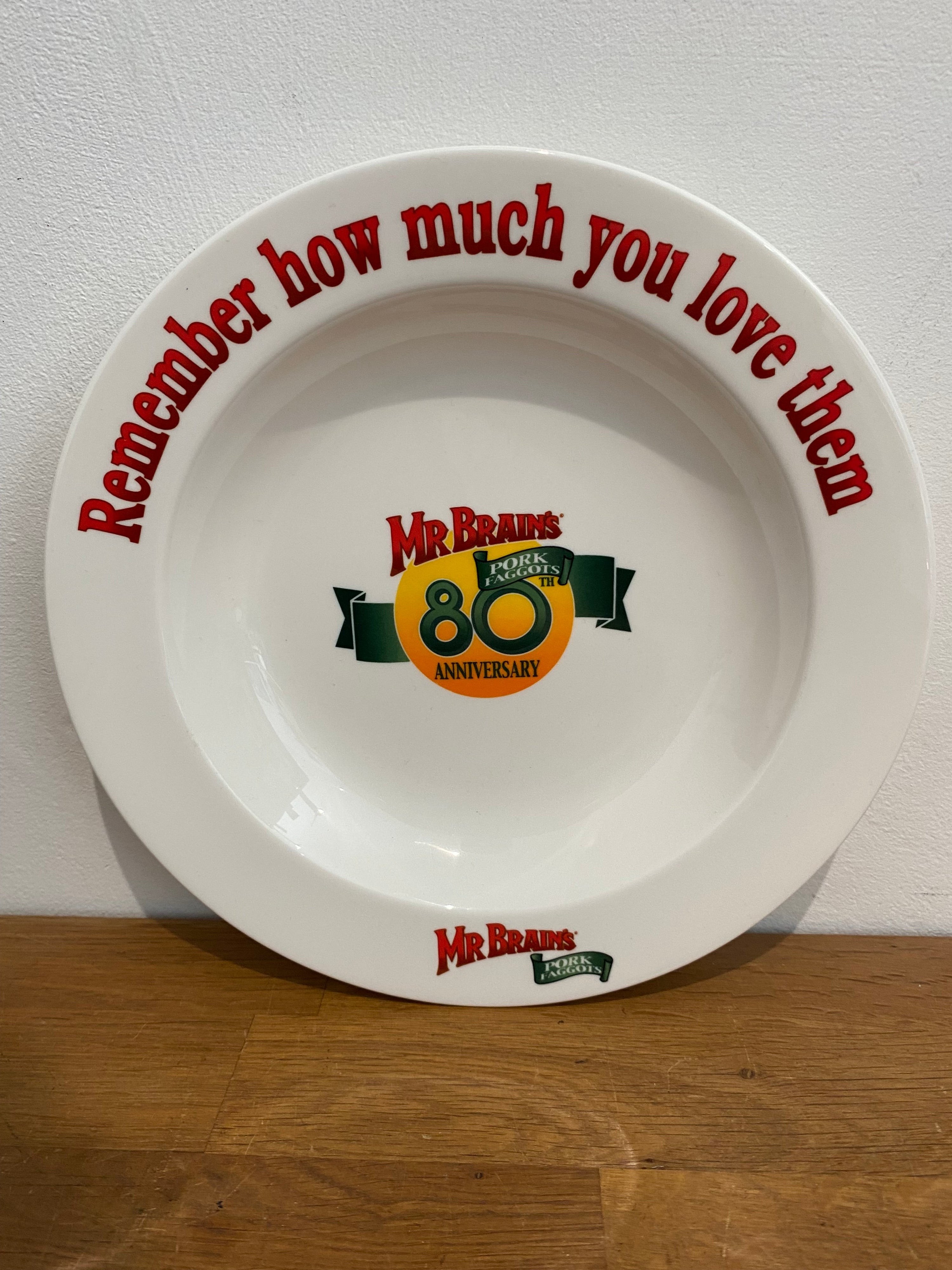 Mr Brains Pork Faggots 80th Anniversary Shallow Bowl , Dish . Elia, Miravell