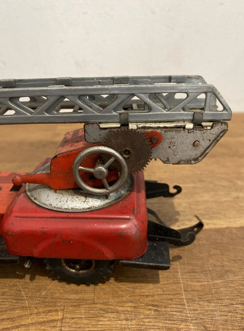 Vintage Tinplate Gama Fire Engine, Fire Truck , Ladder Truck , Clockwork, Works