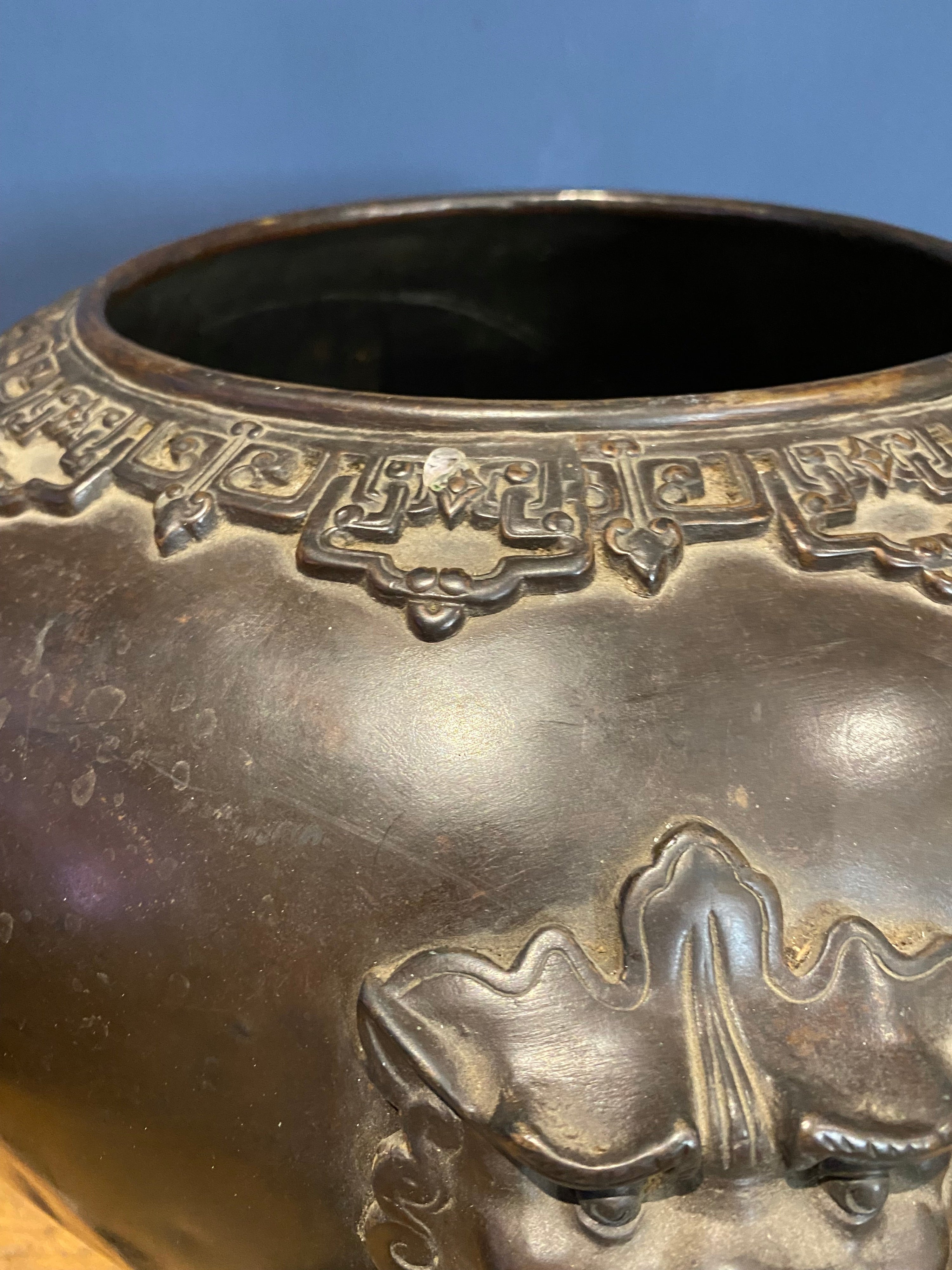 Large Antique Bronze Chinese Jardiniere Planter, Please See Photos.