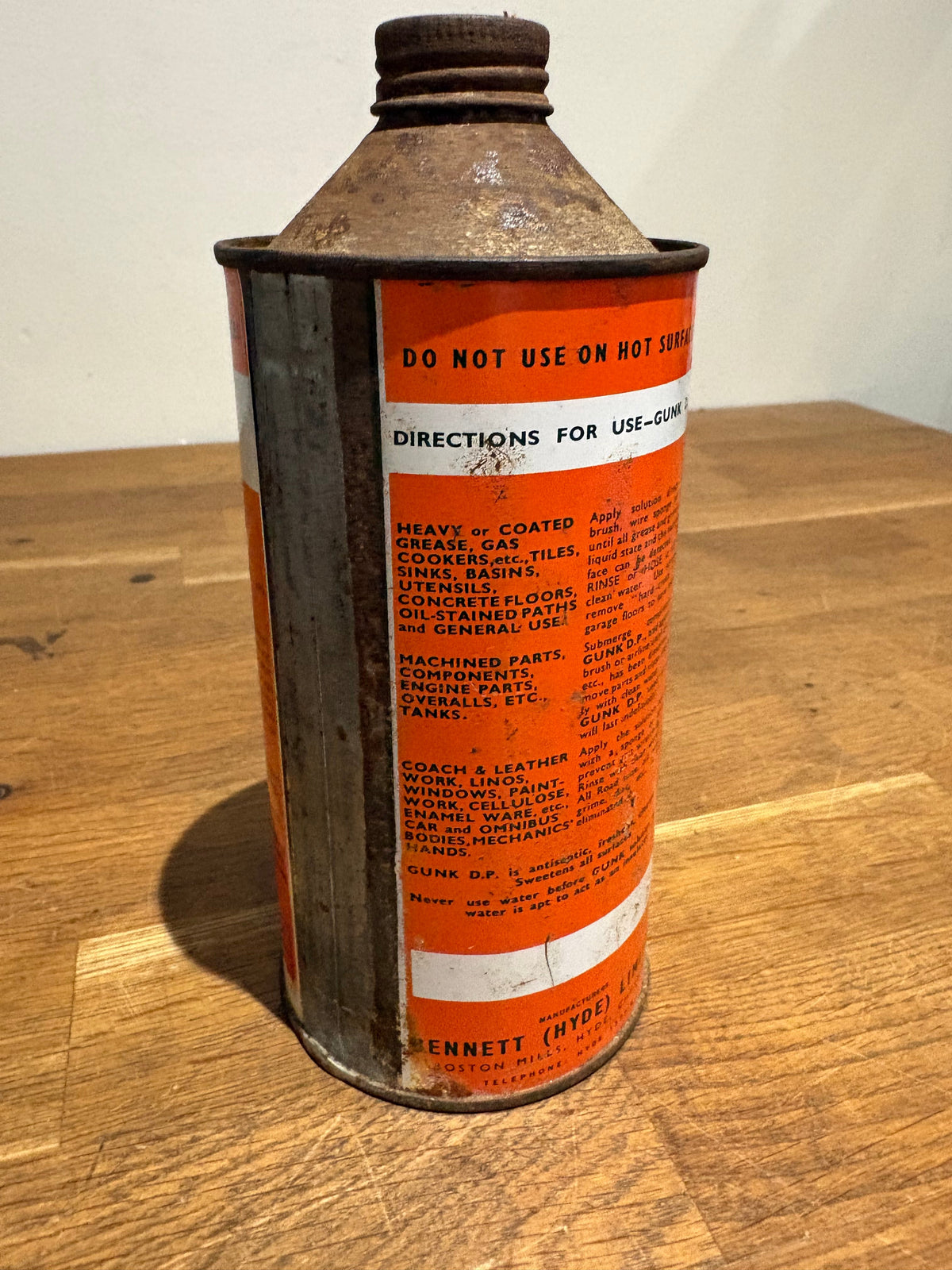 Vintage DP Gunk Solvent Cleaner Tin , 1 Pint Can