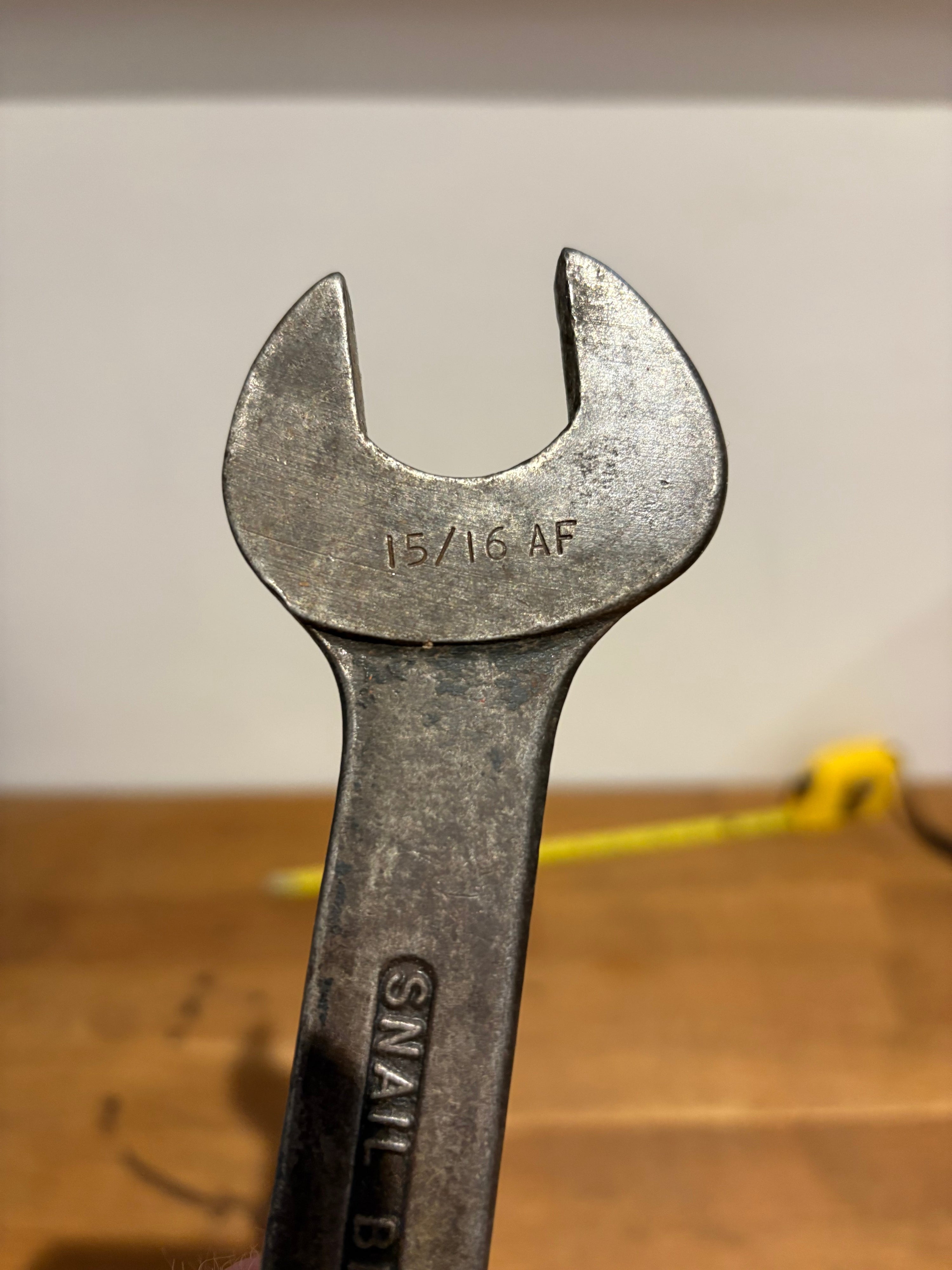 Vintage Snail Brand Chrome Alloy Steel 9 Spanner. 94af / 112af. Open Ended