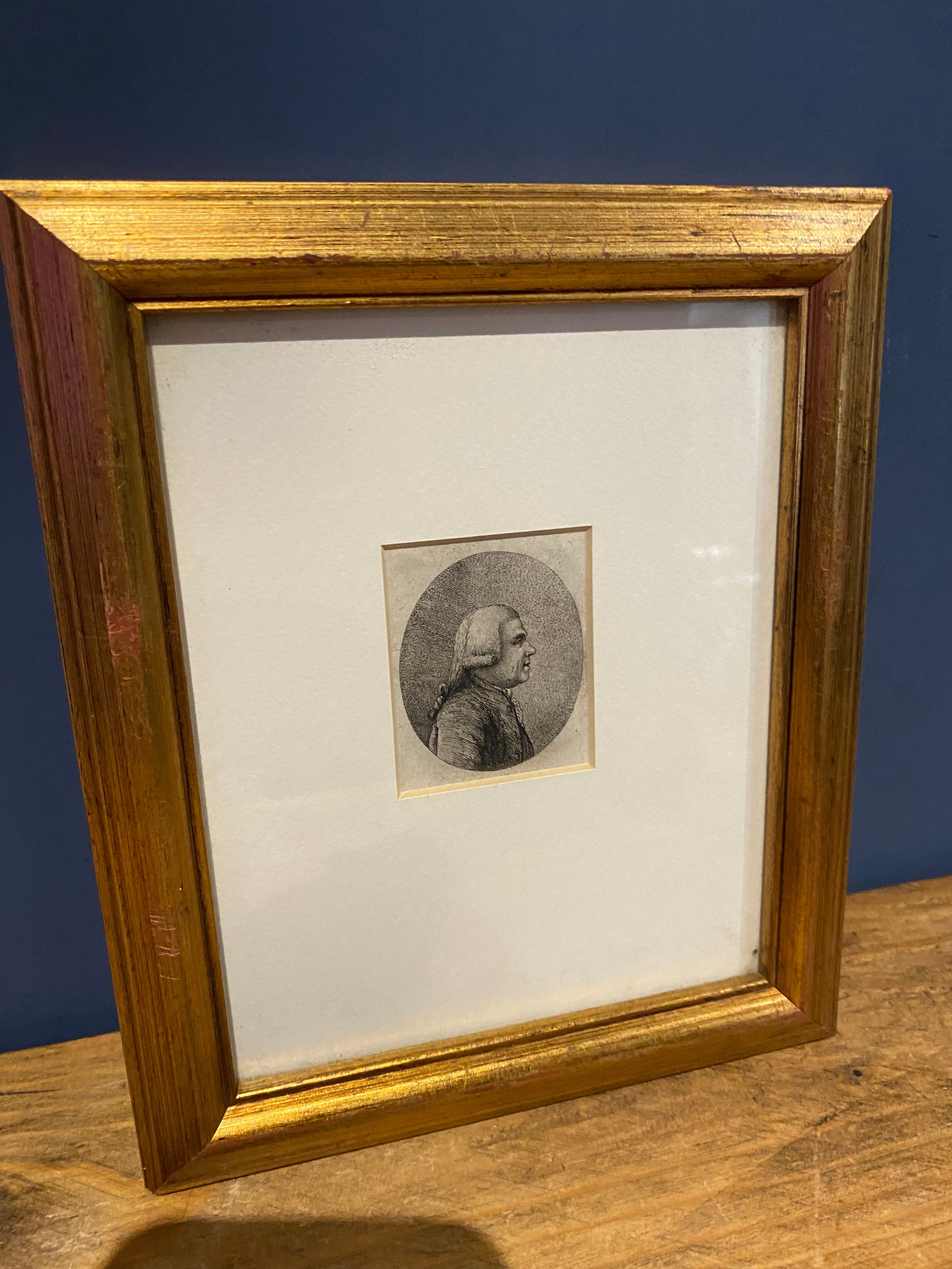 Antique Early Miniature Pencil Portrait Print