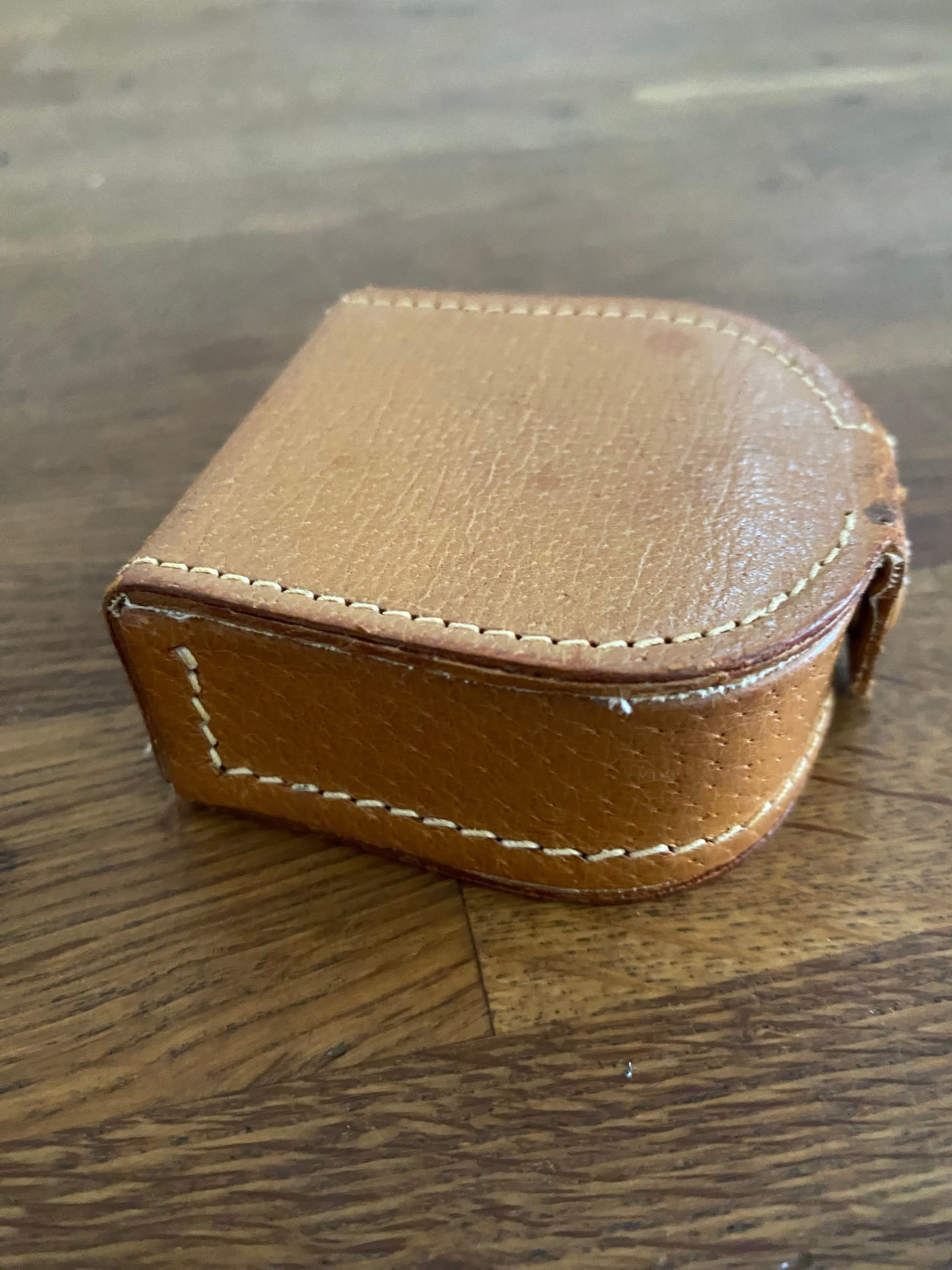 Vintage Stud/ Jewellery Box , Real Pigskin, Made In England