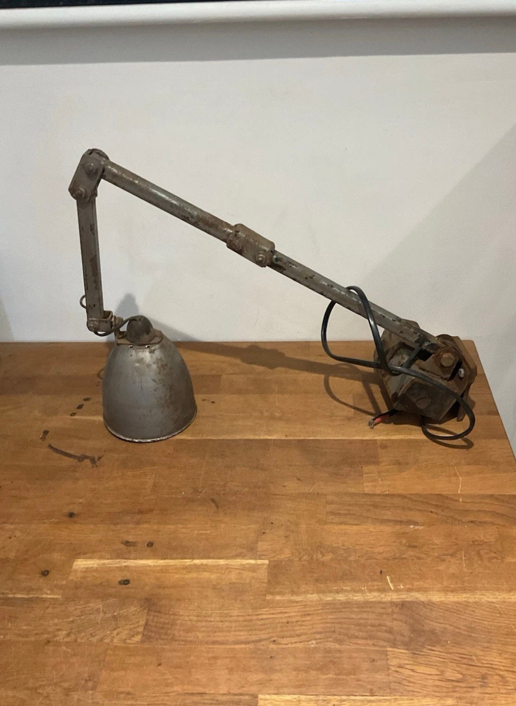 Vintage Industrial 3 Arm Machinists Engineers Bench Lamp / Light
