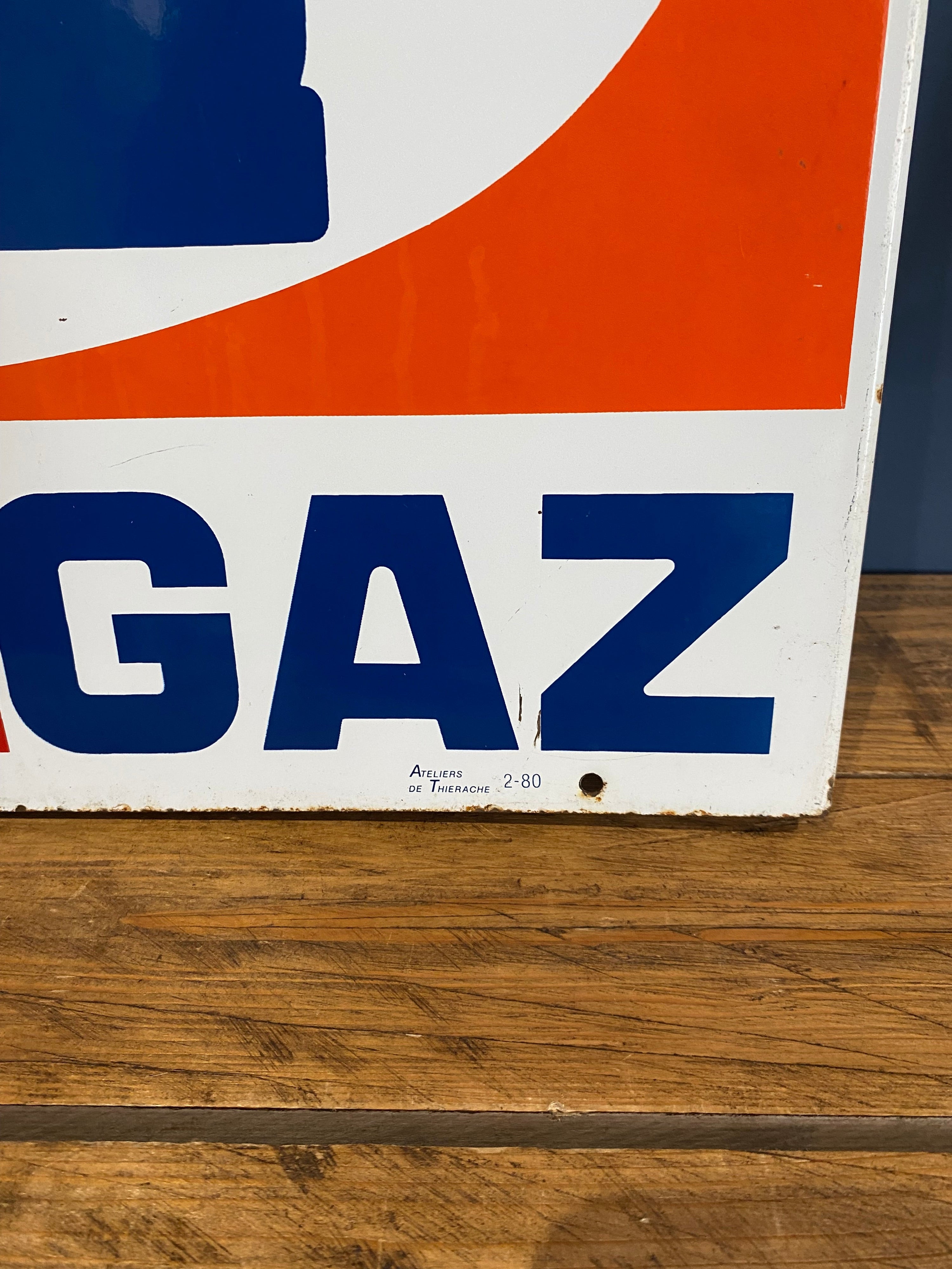 Vintage 1970’s Total Gaz double sided enamel sign