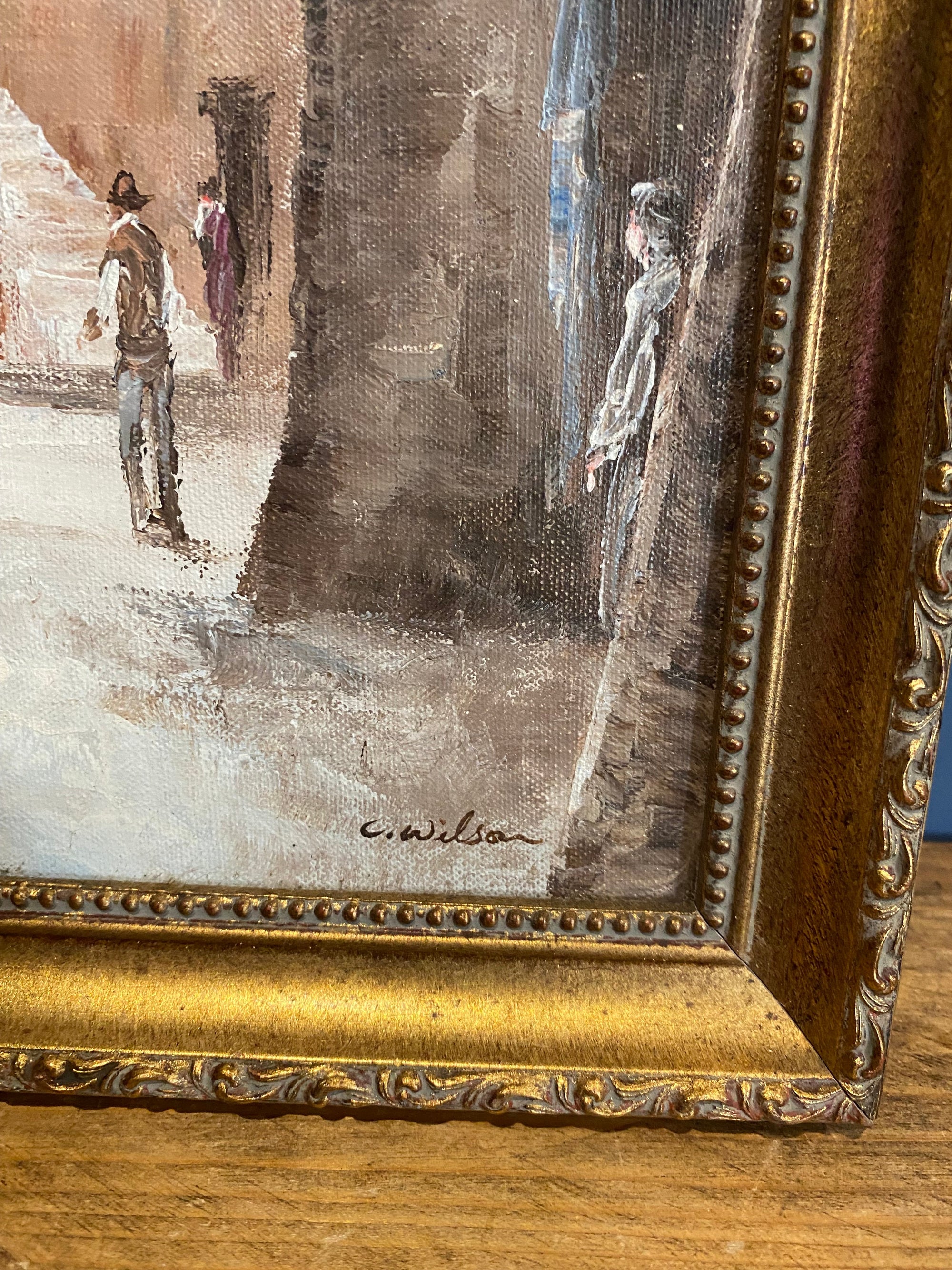 Antique C Wilson Painting, Oil On Canvas