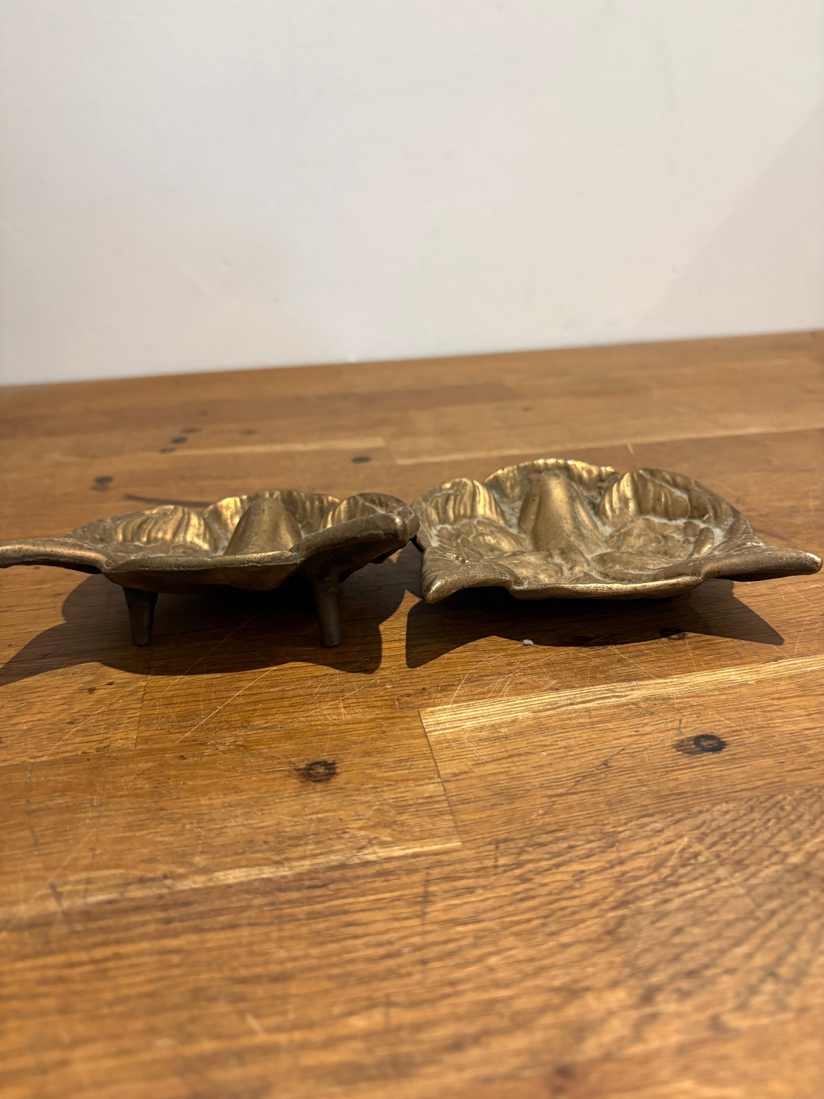 Pair Of Vintage Brass Fox Trinket/coin Dishes
