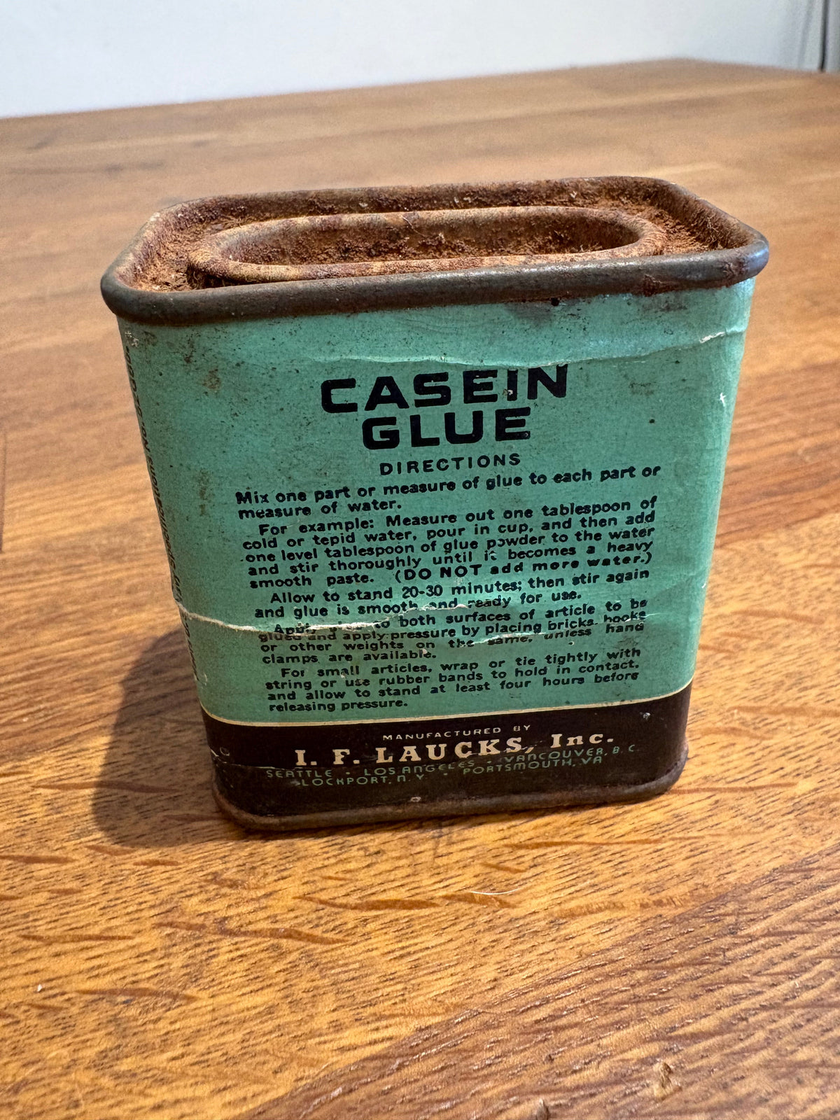Vintage Laux Casein Glue  Tin , Display Item