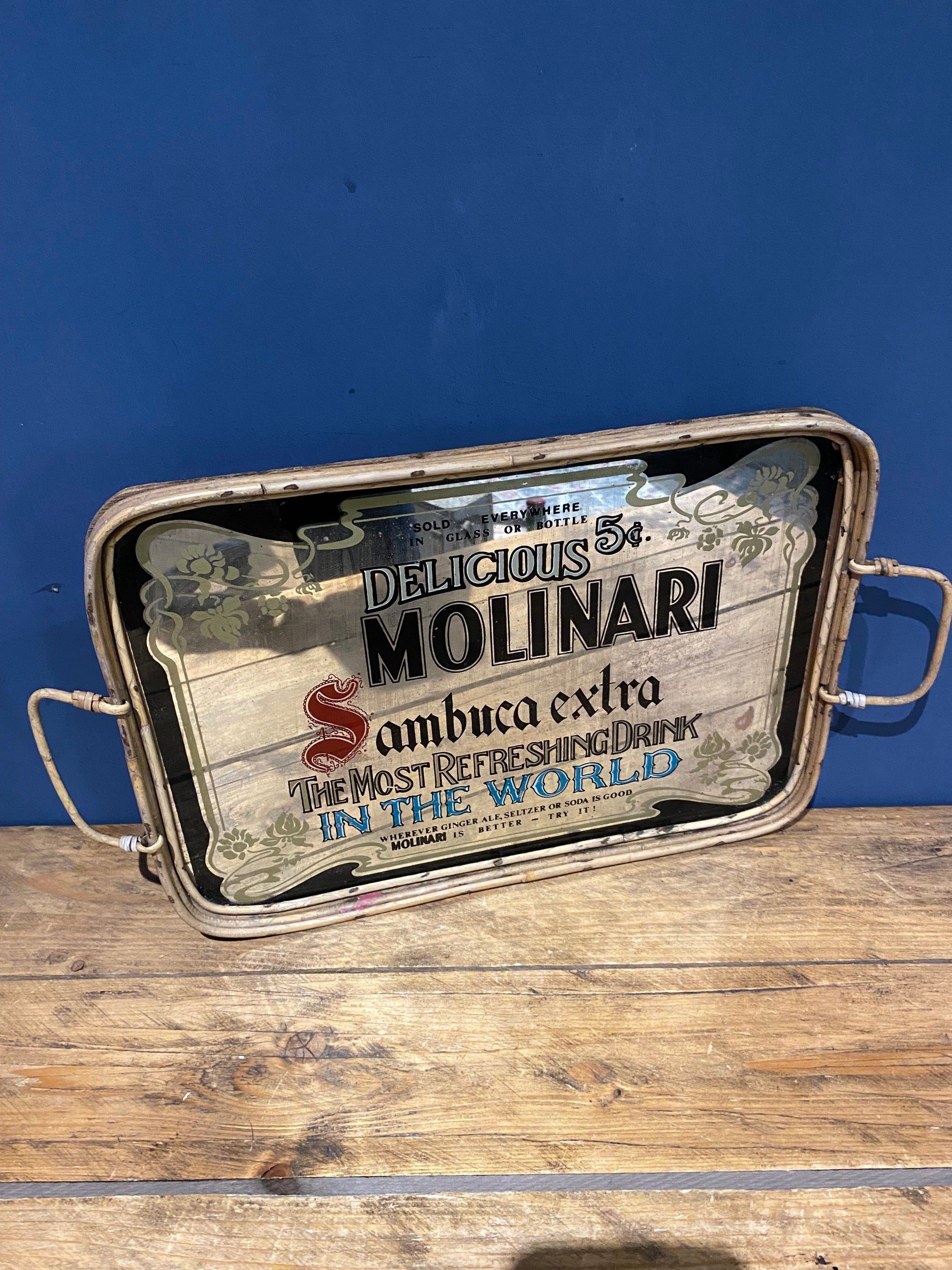 Rare Molinari Sambuca Mirrored Drinks Tray