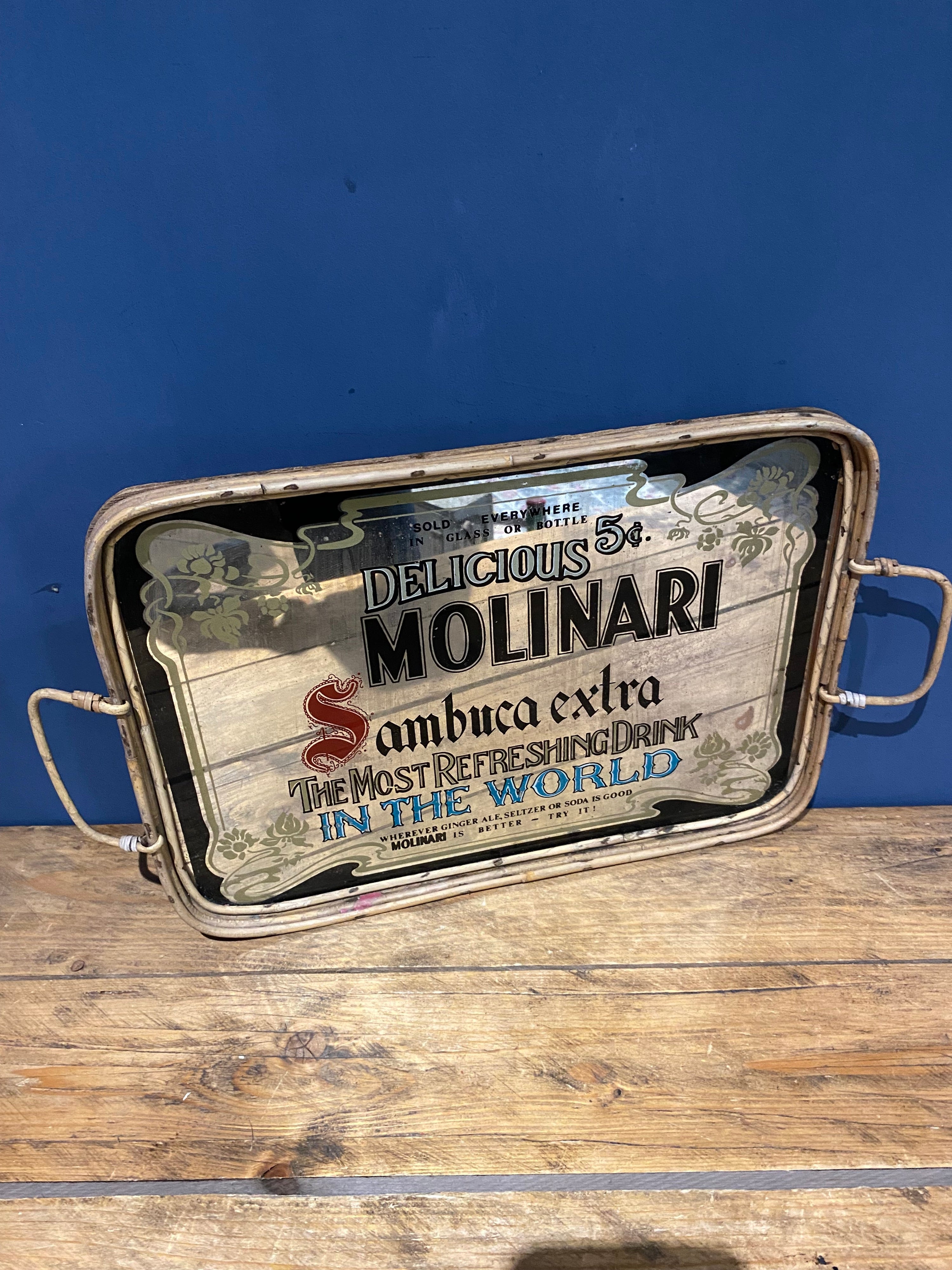 Rare Molinari Sambuca Mirrored Drinks Tray