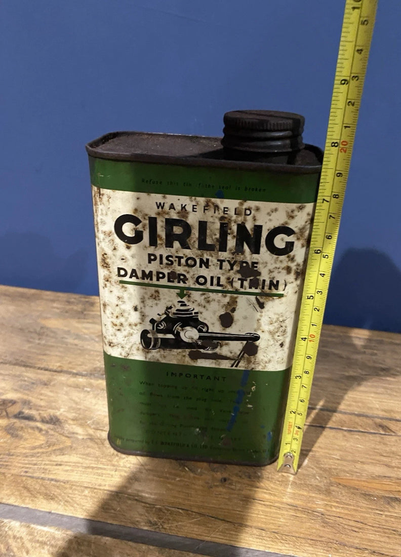 Vintage Wakefield Girling Piston Damper Oil Empty Tin , Castrol