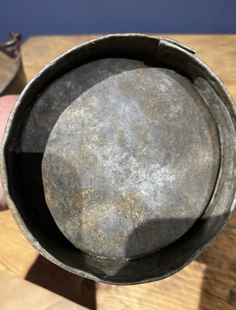 Vintage Small Galvanised/ Steel Buckets / Flower Buckets , Plenty Of Patina X3