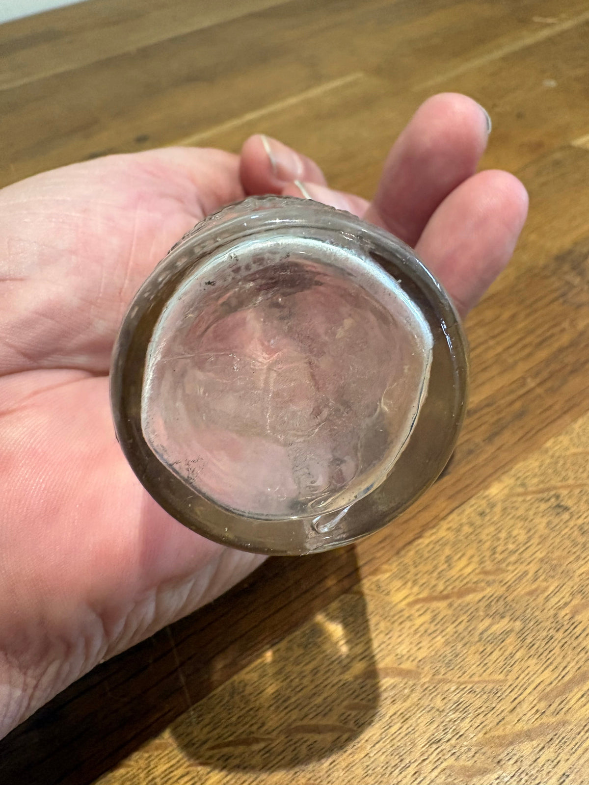 Vintage Edison Battery Oil Glass Bottle , Made In USA. 4 Inches High