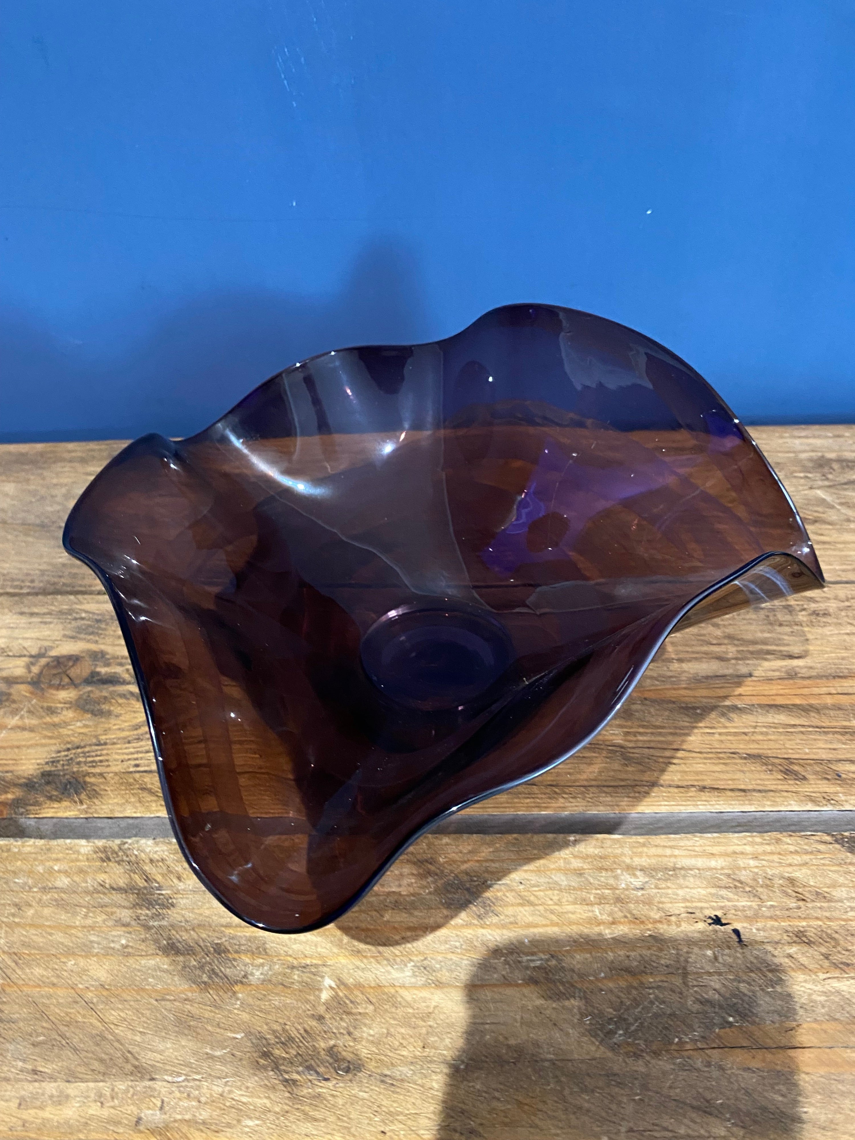 World of glass , St Helens. Purple swirl glass bowl