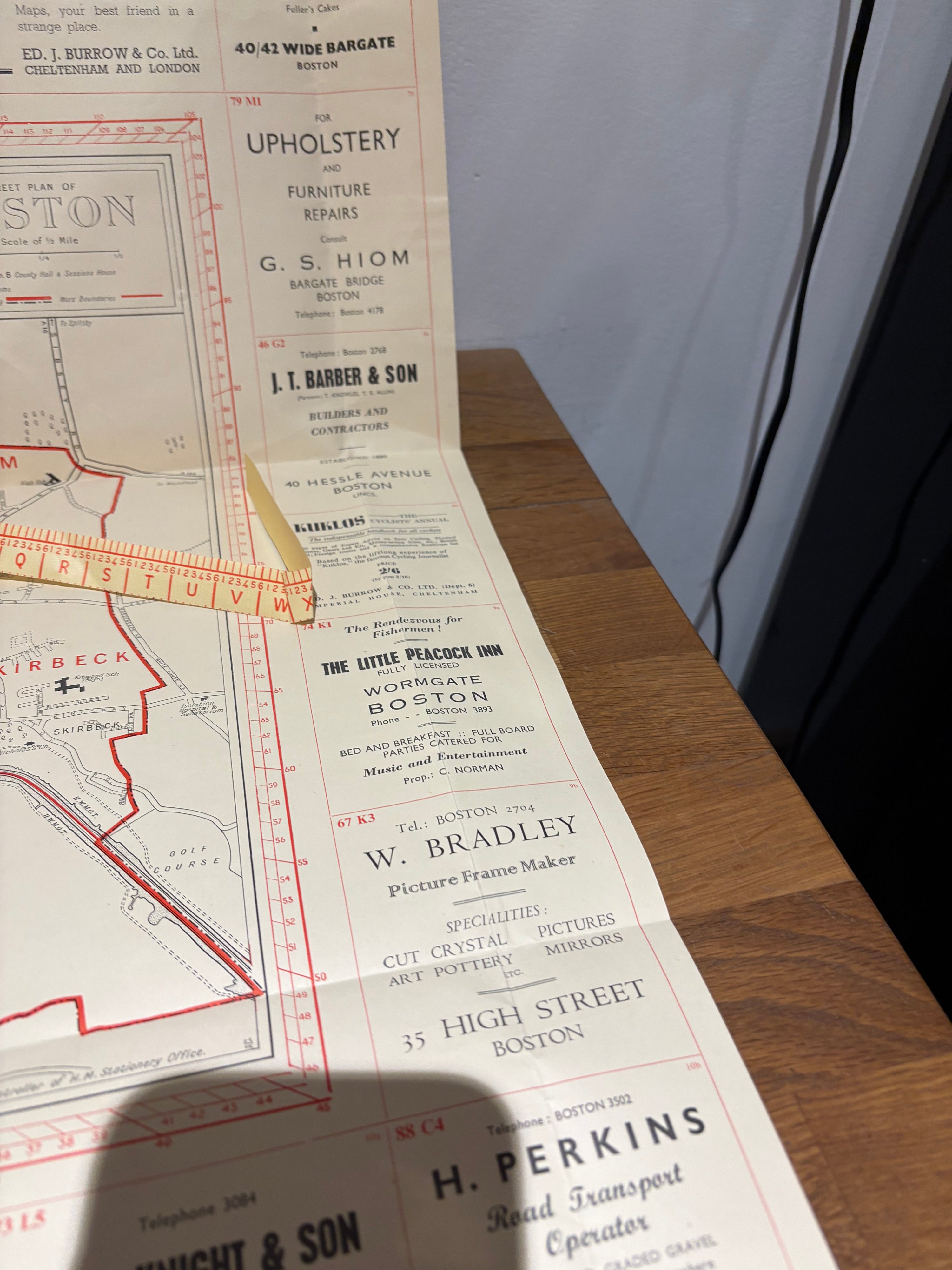 Vintage 1930’s-1950’s Burrows Pointer Guide Map Of Boston UK , Third Edition