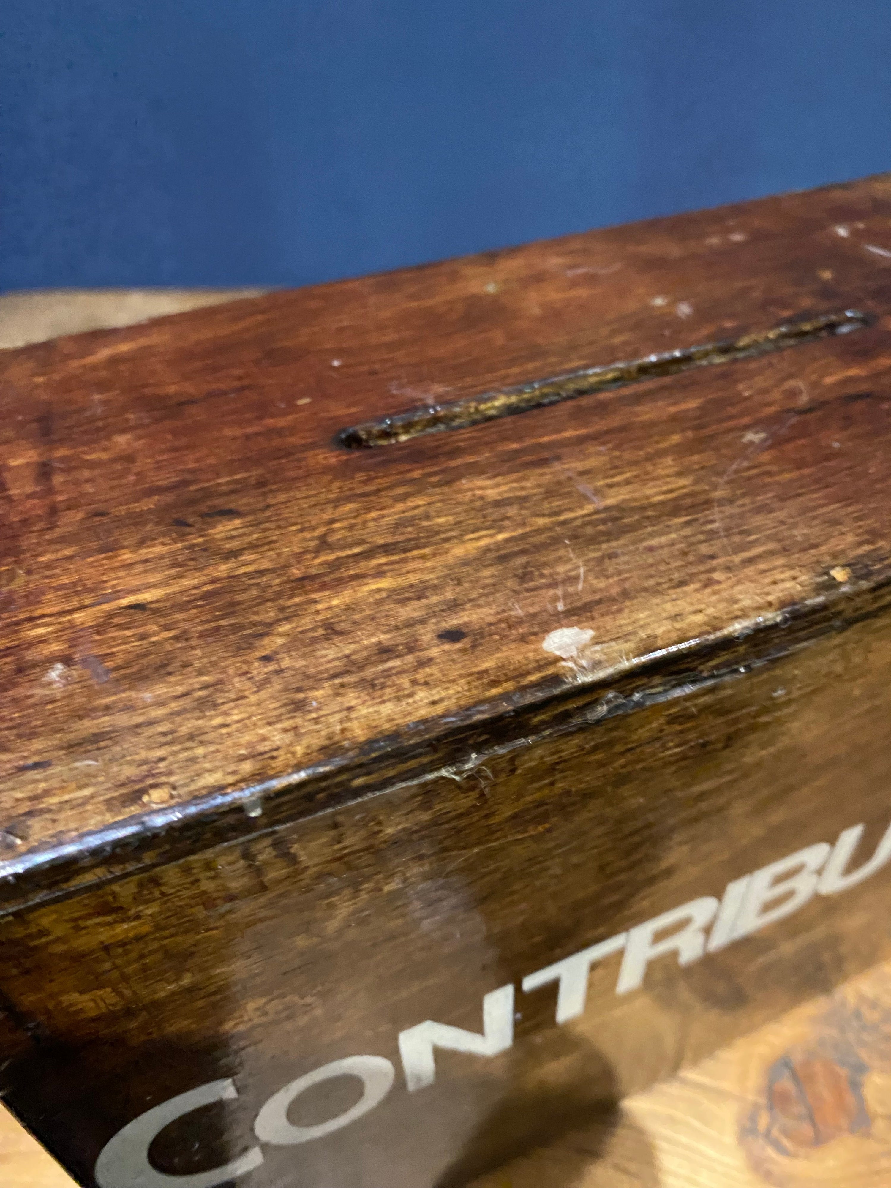 Vintage Wooden Congregations Box / Contributions Box / Alms Box