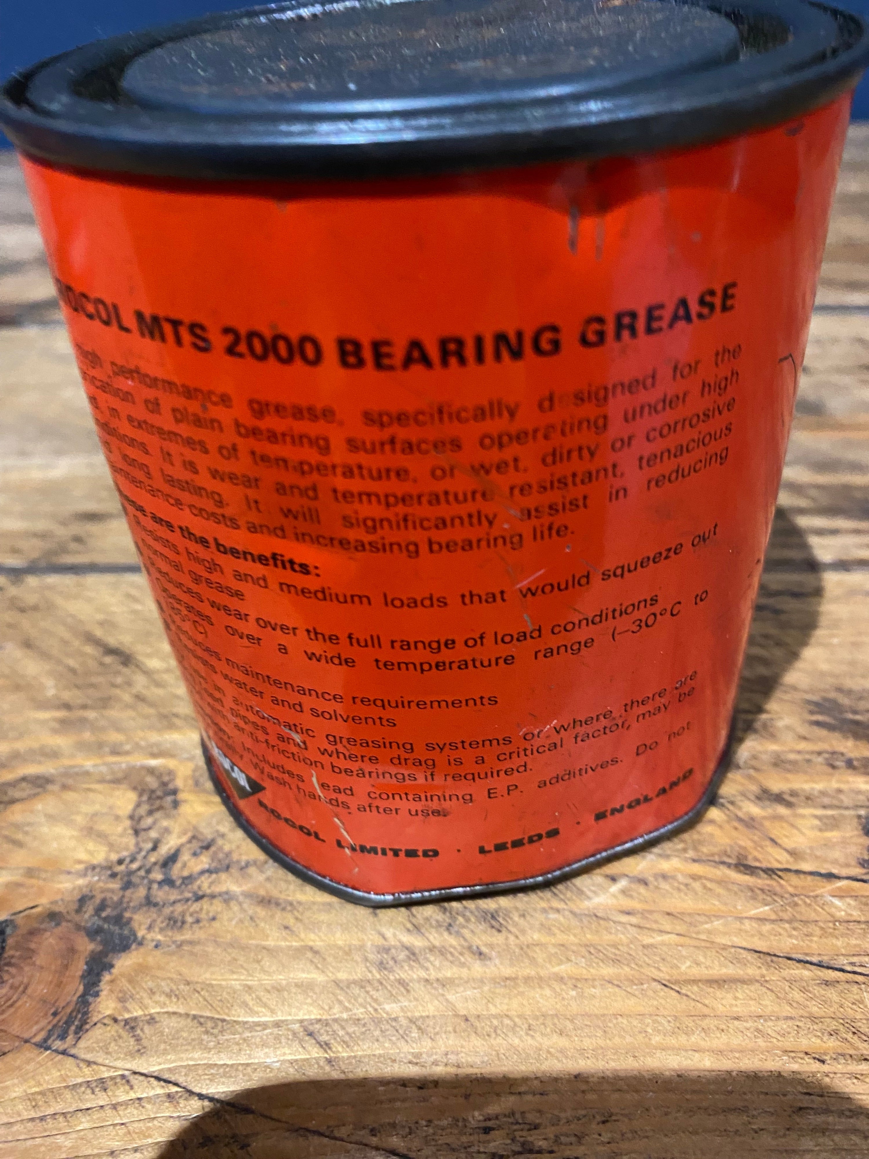 Vintage Rocol Advanced Lubricants Mts 2000 Bearing Grease Tin