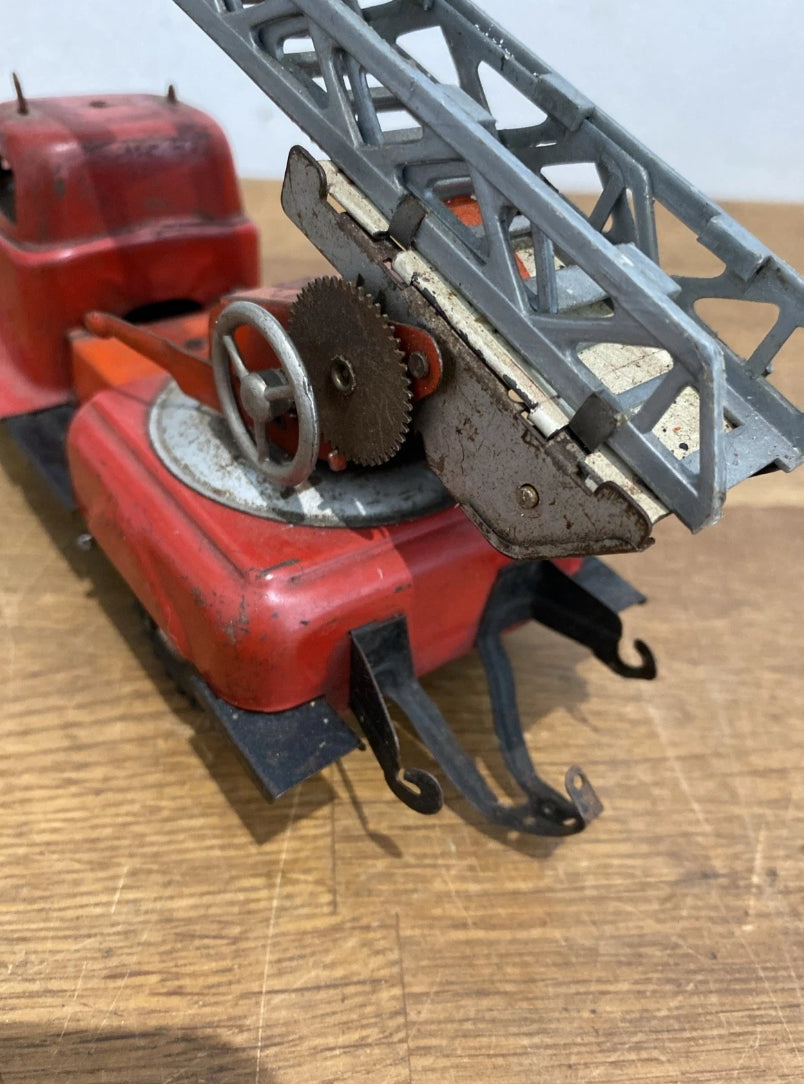 Vintage Tinplate Gama Fire Engine, Fire Truck , Ladder Truck , Clockwork, Works