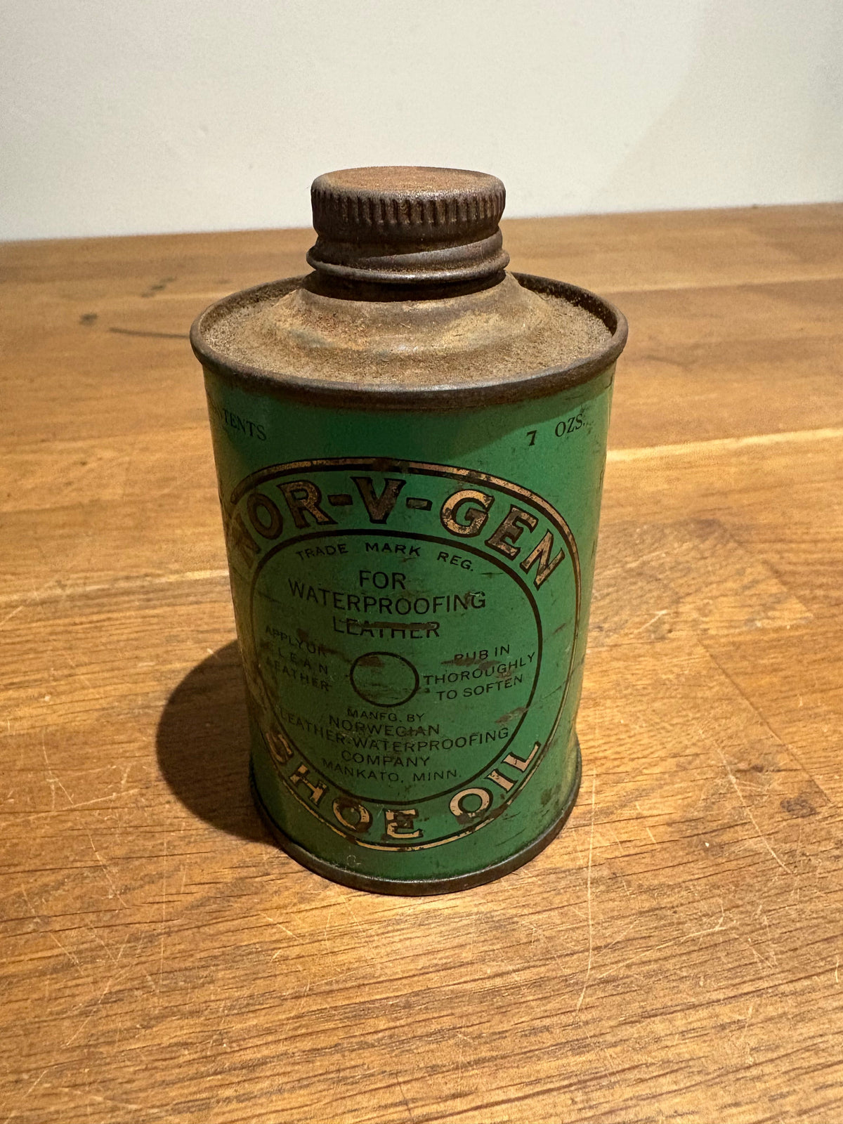 Vintage Nor-V-Gen Shoe Oil Can / Tin/ Bottle.
