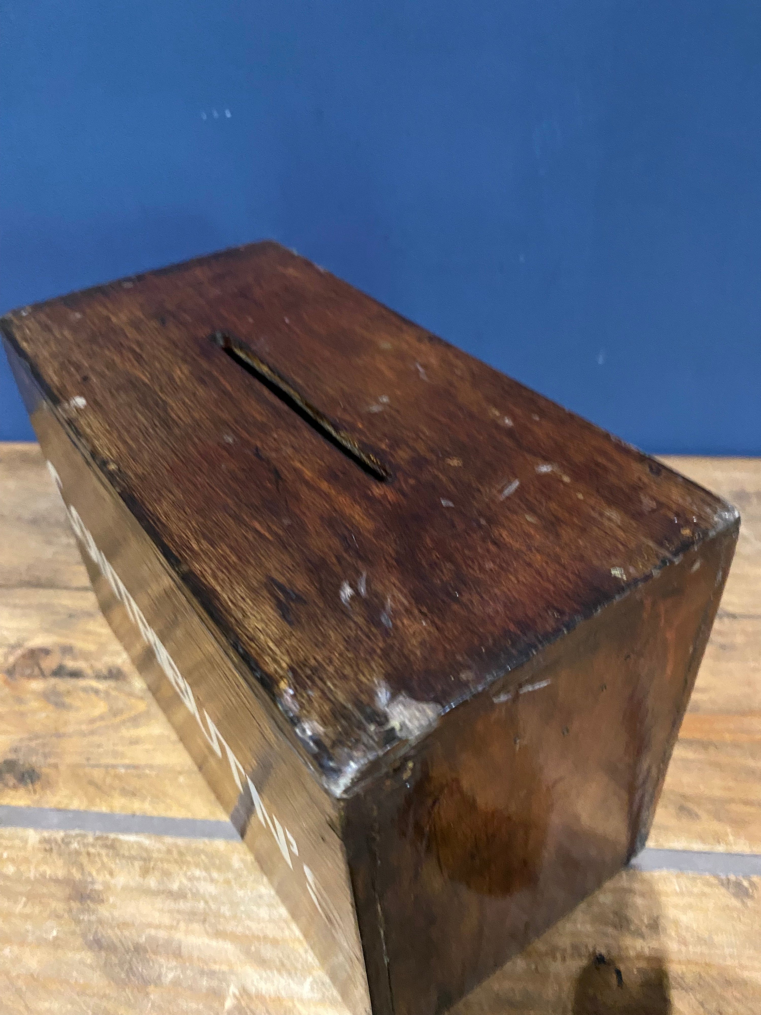 Vintage Wooden Congregations Box / Contributions Box / Alms Box