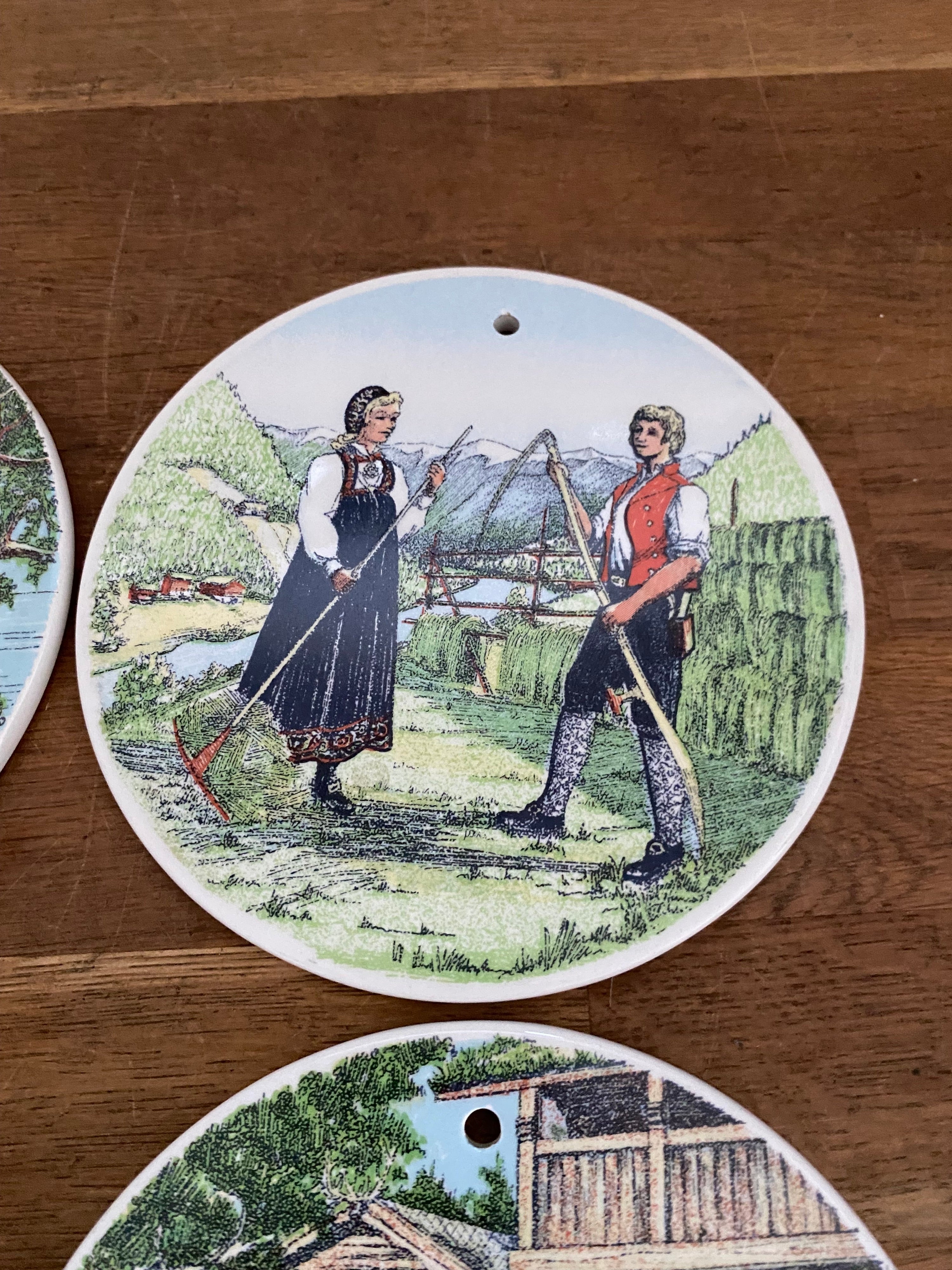 Set Of Six , Norske Bunader, Dekor Jonas Hinna Ceramic Wall Plaques/ Hangers