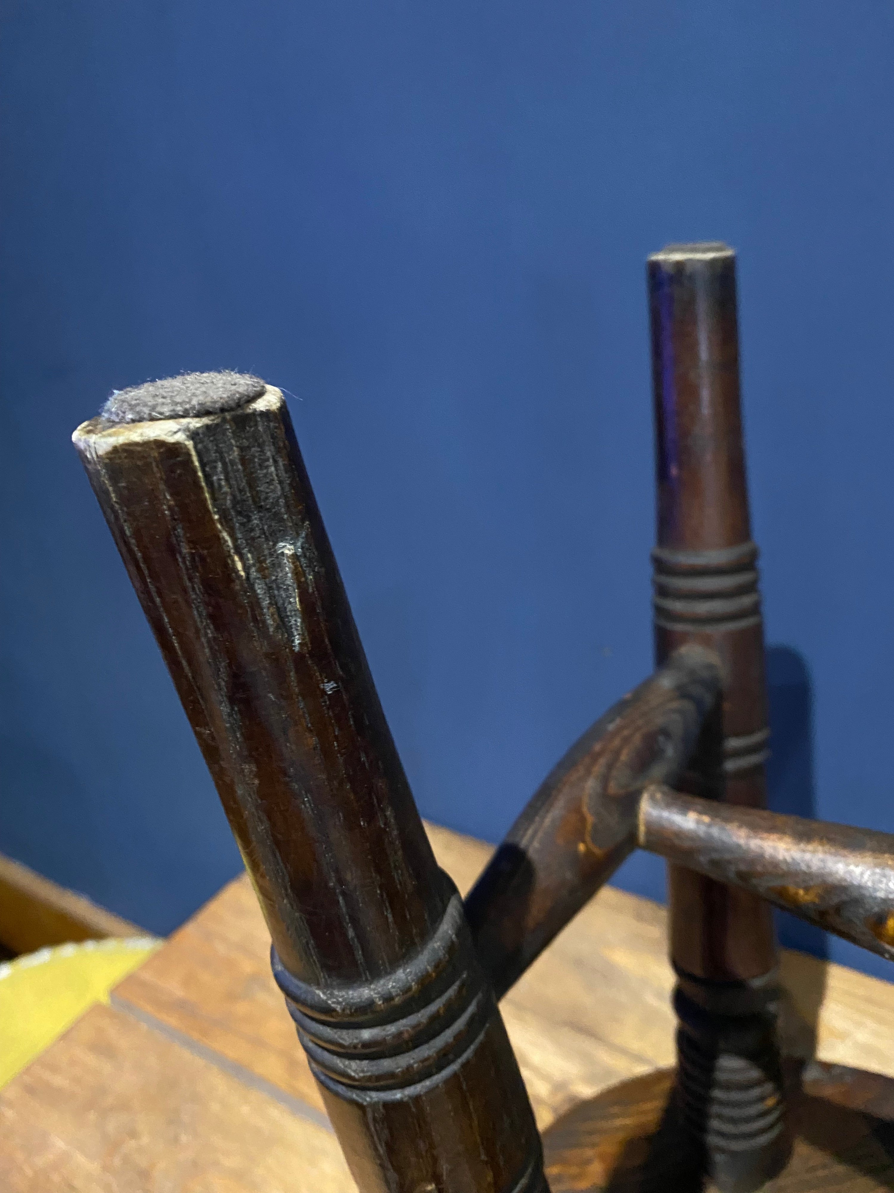 Antique Oak Stool with Beautiful Grain And Patina