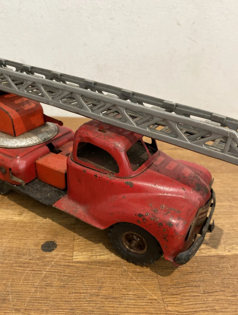 Vintage Tinplate Gama Fire Engine, Fire Truck , Ladder Truck , Clockwork, Works