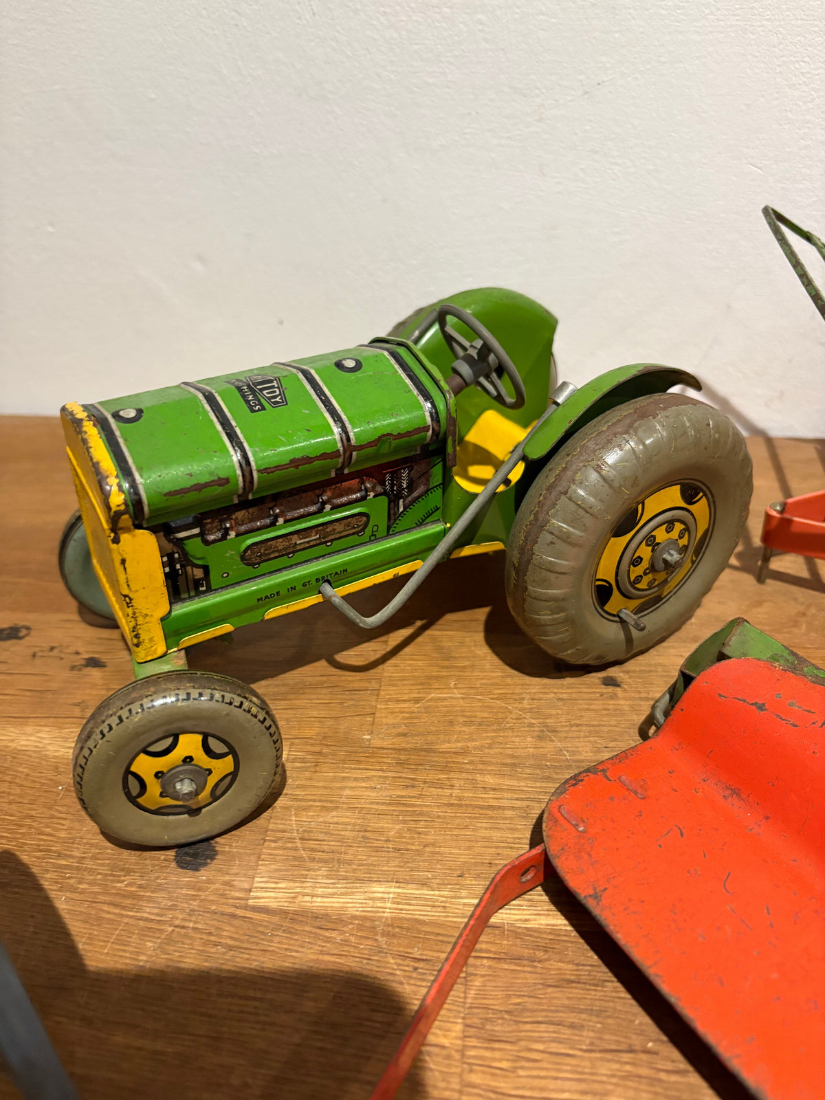 Vintage Mettoy Tin Plate Tractor And Trailer And Other Bits, Spares Or Repairs