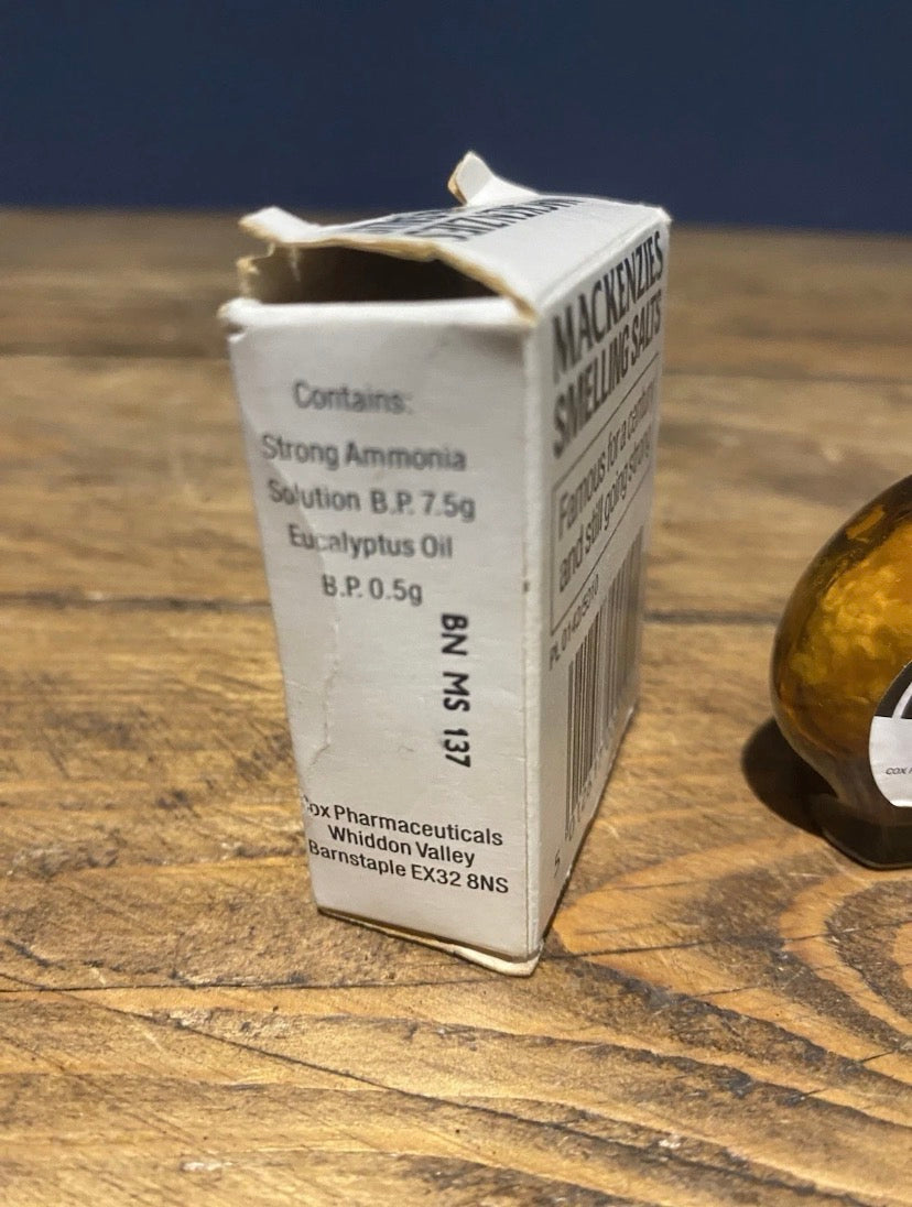 Vintage Mackenzies Smelling Salts Bottle And Box