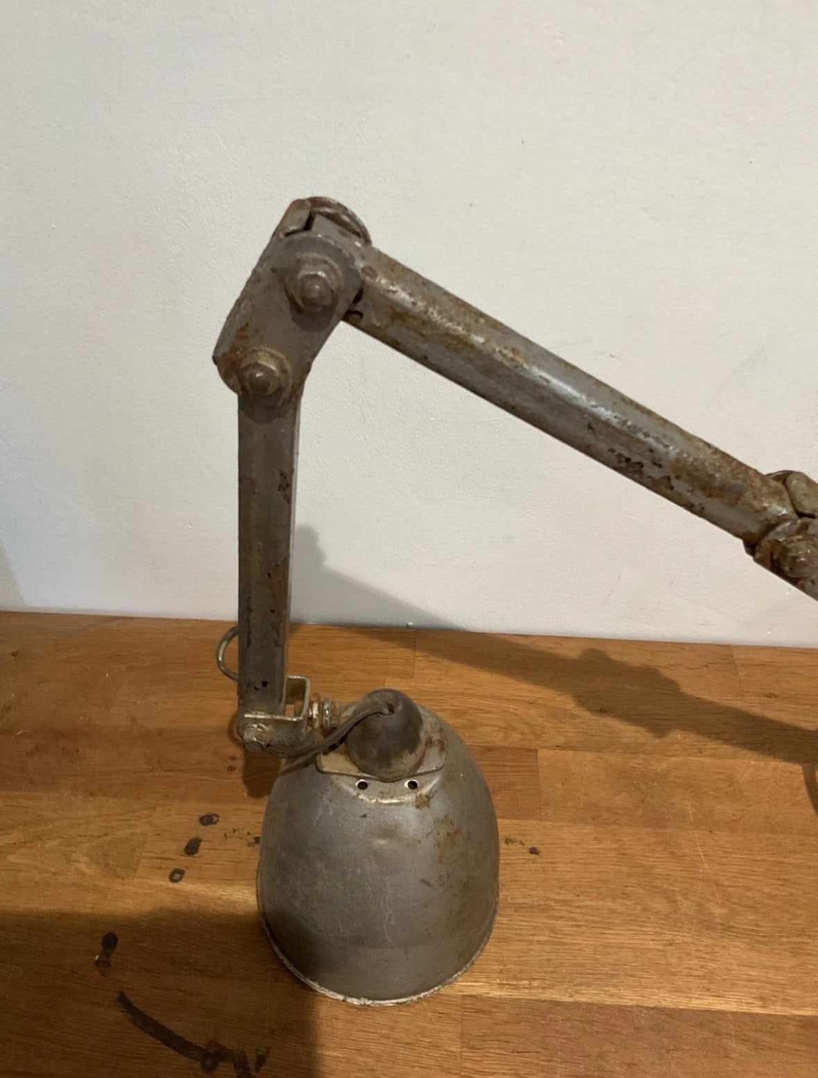 Vintage Industrial 3 Arm Machinists Engineers Bench Lamp / Light