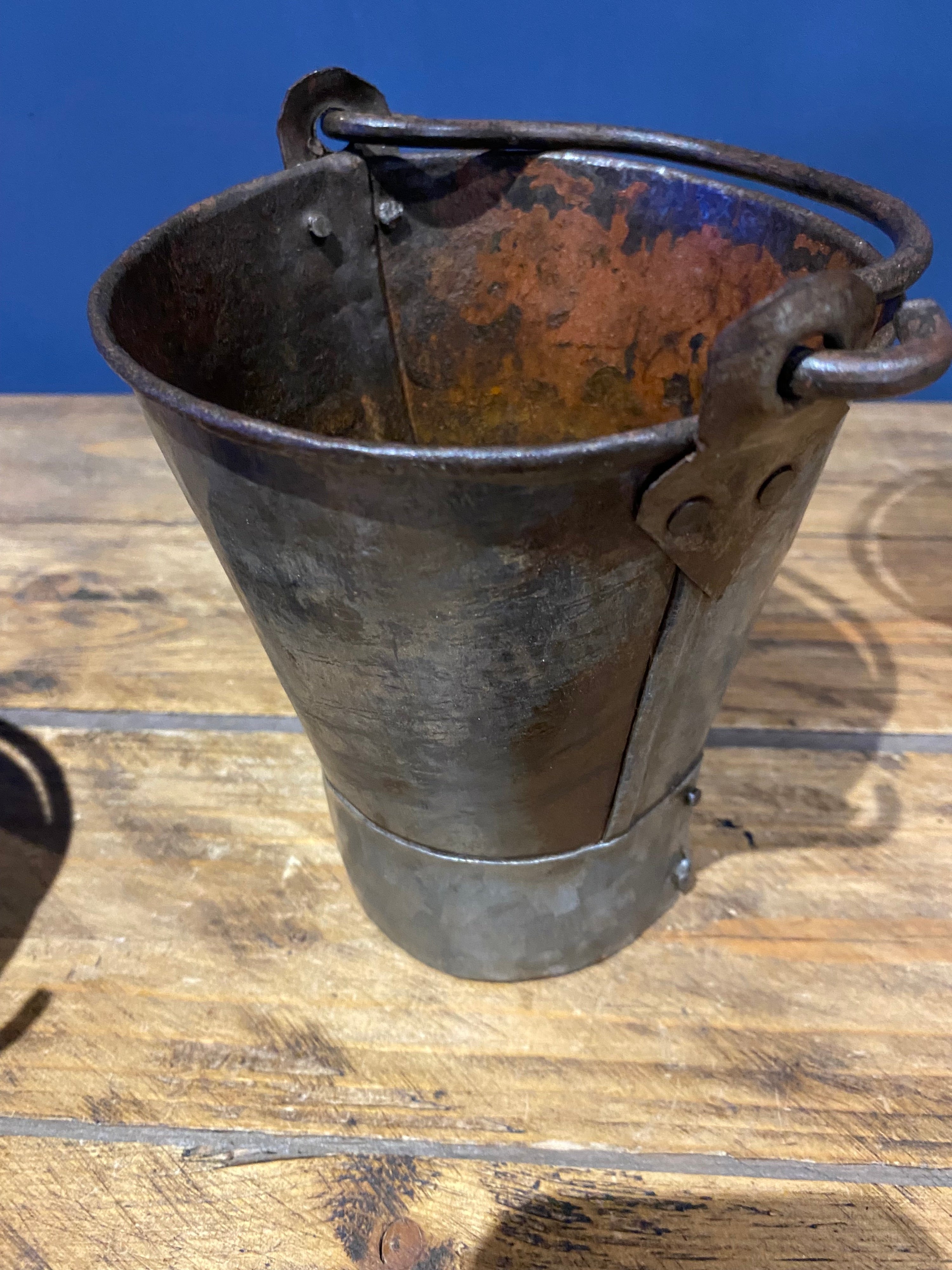 Vintage Small Galvanised/ Steel Buckets / Flower Buckets , Plenty Of Patina X3