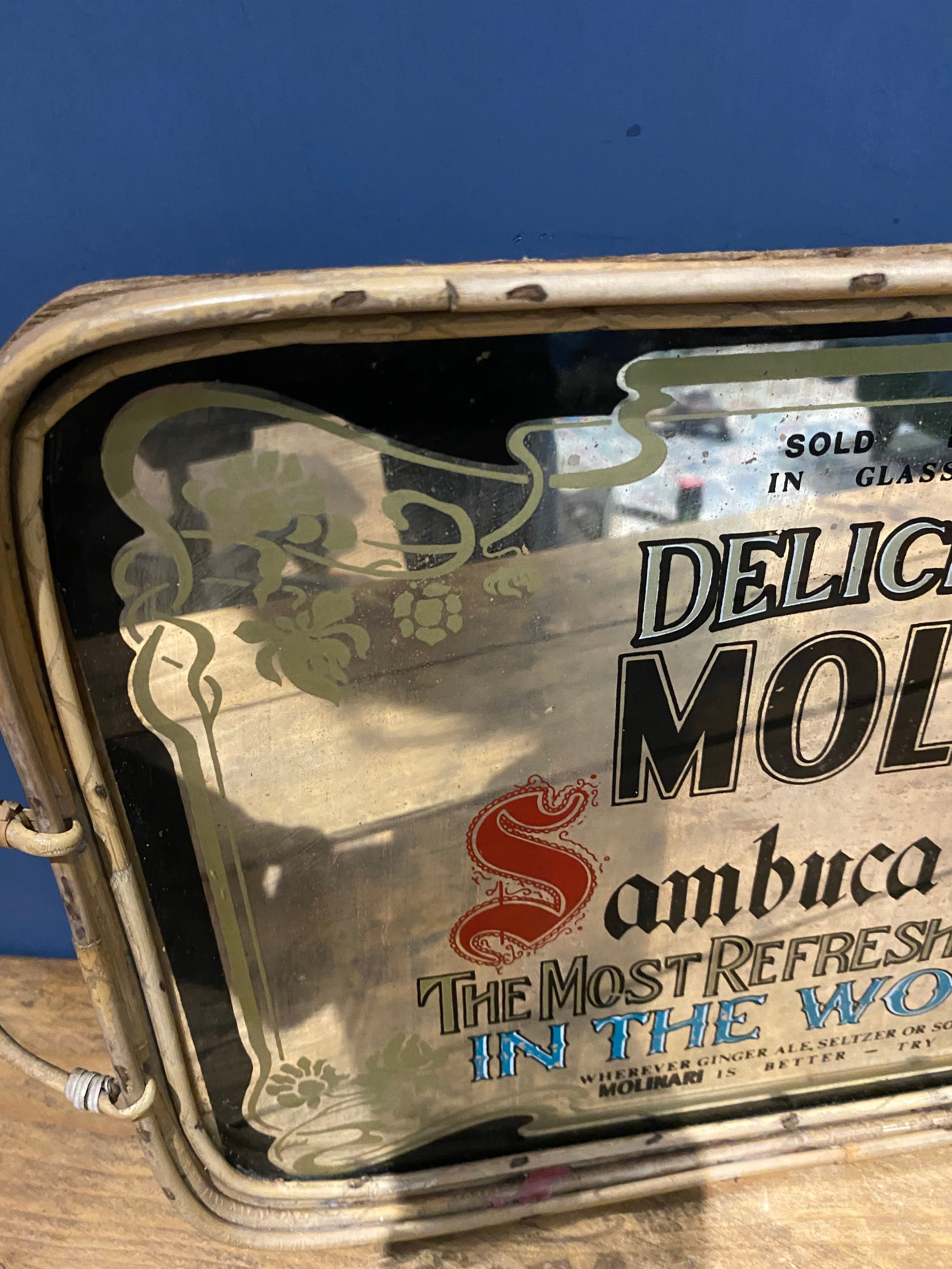 Rare Molinari Sambuca Mirrored Drinks Tray