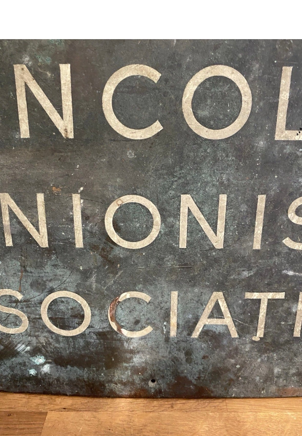 Vintage Lincoln Unionist Association Bronze Sign , As Found Condition
