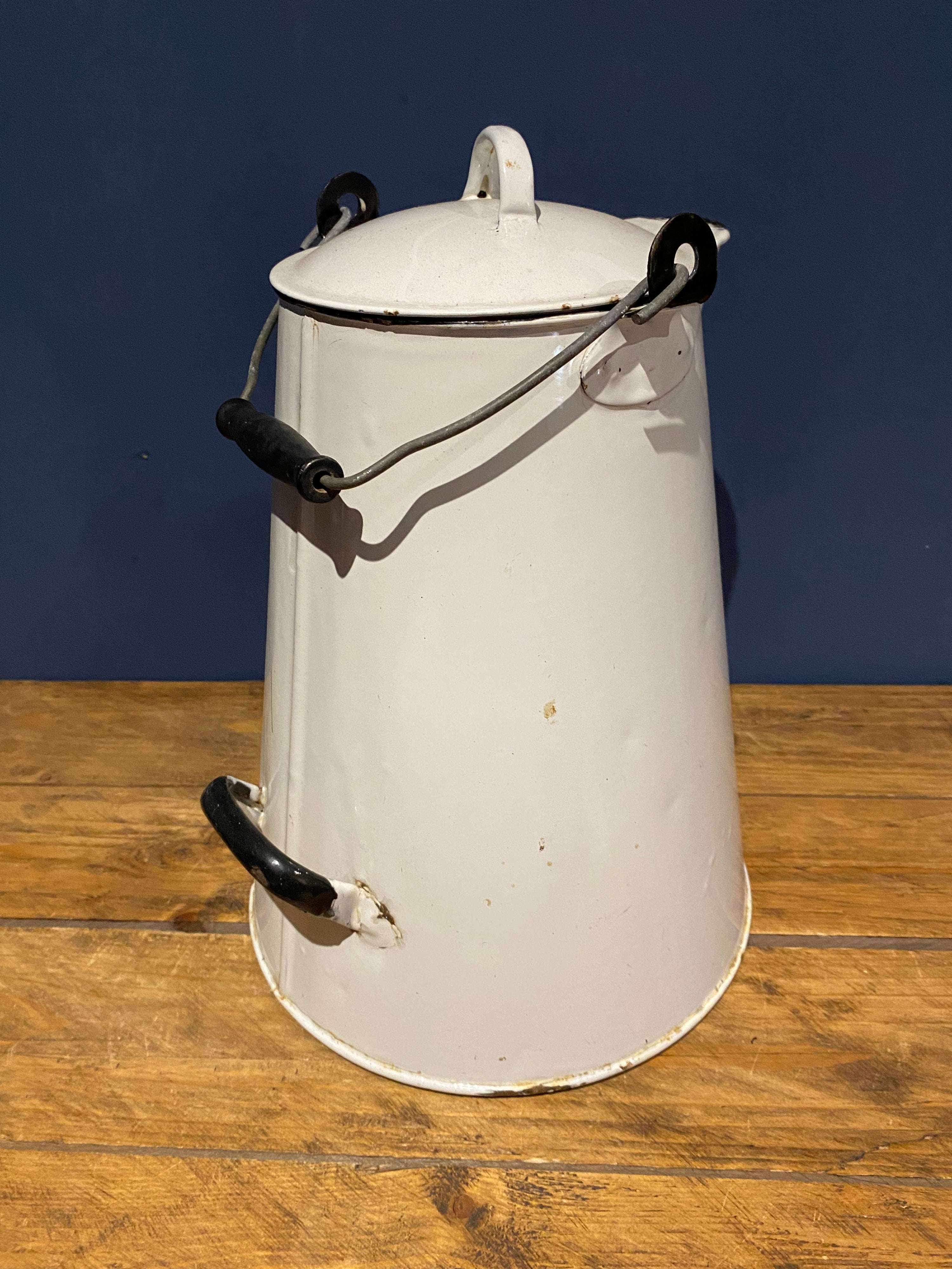 Extra Large Vintage French Enamel Coffee Pot / Water Jug / Milk Jug