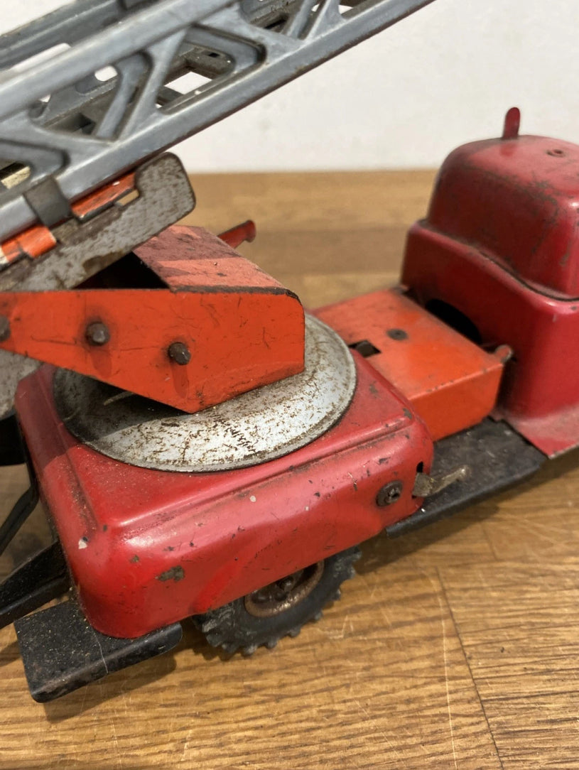 Vintage Tinplate Gama Fire Engine, Fire Truck , Ladder Truck , Clockwork, Works