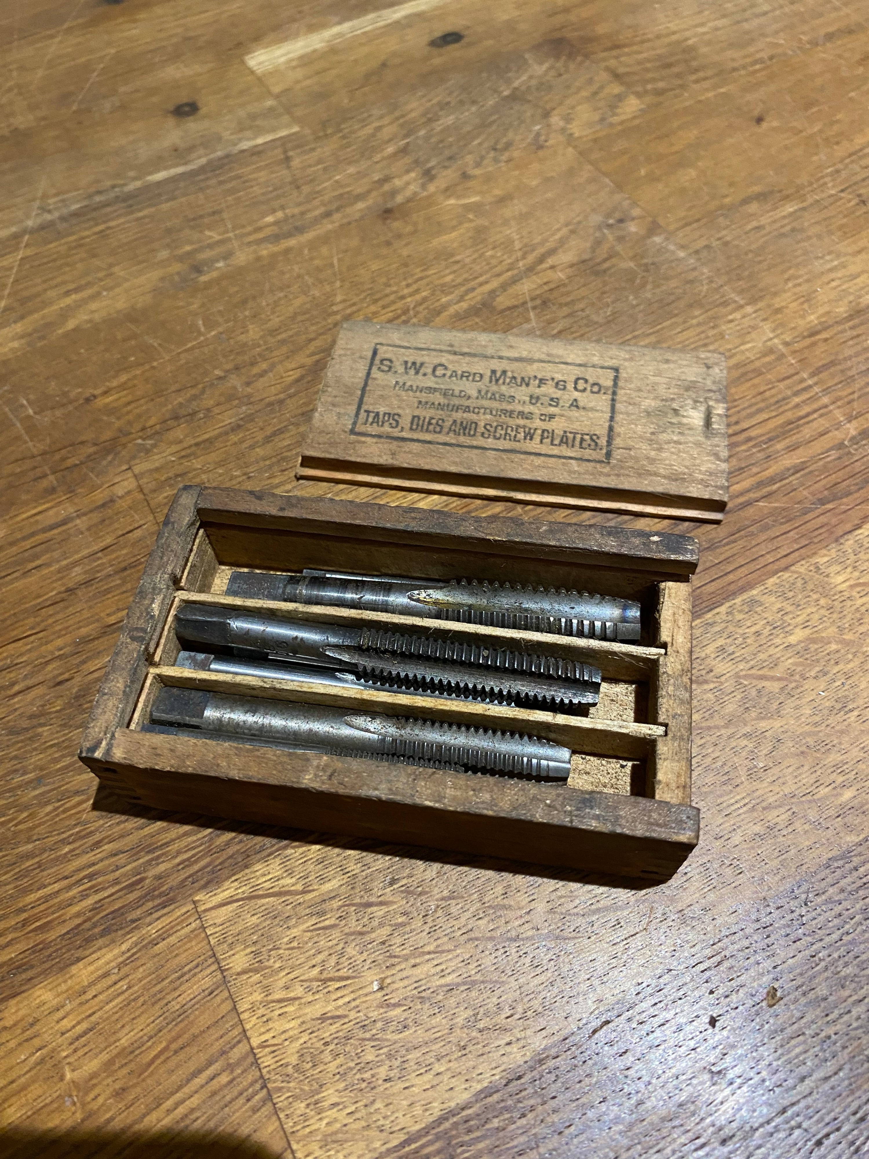 Vintage S W Card Man’f’g Co, Box Of Taps. Tools