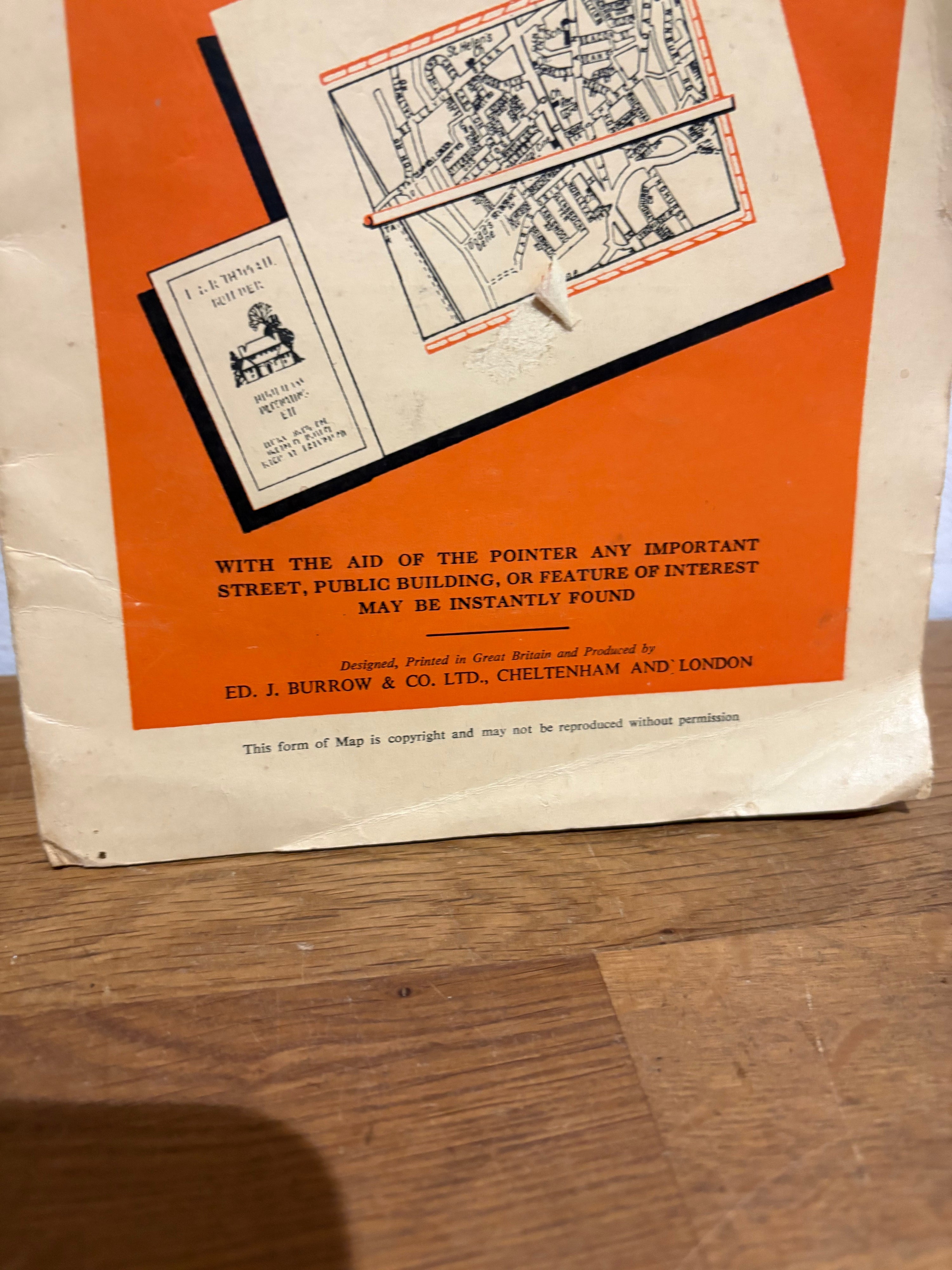 Vintage 1930’s-1950’s Burrows Pointer Guide Map Of Boston UK , Third Edition