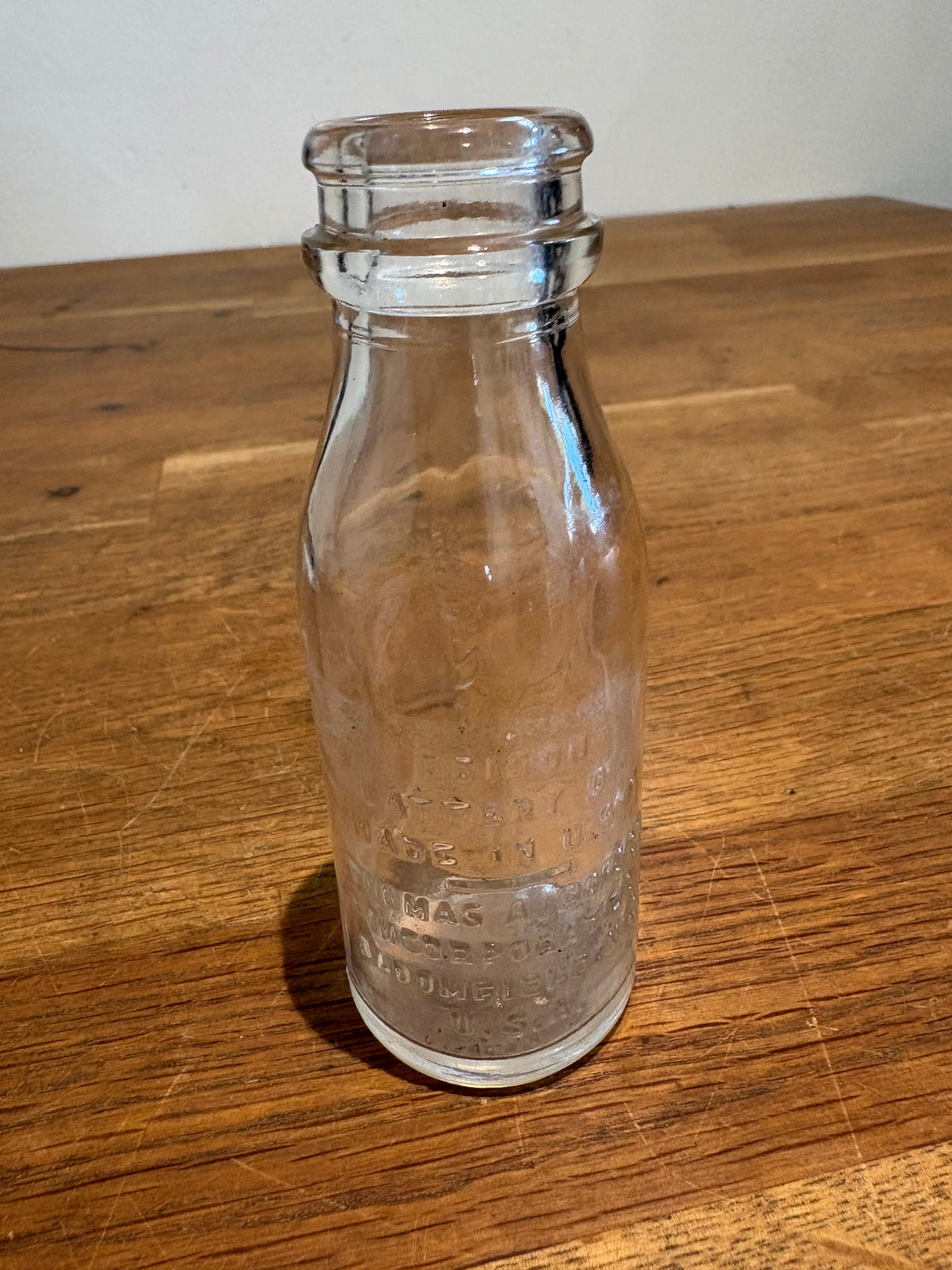 Vintage Edison Battery Oil Glass Bottle , Made In USA. 4 Inches High